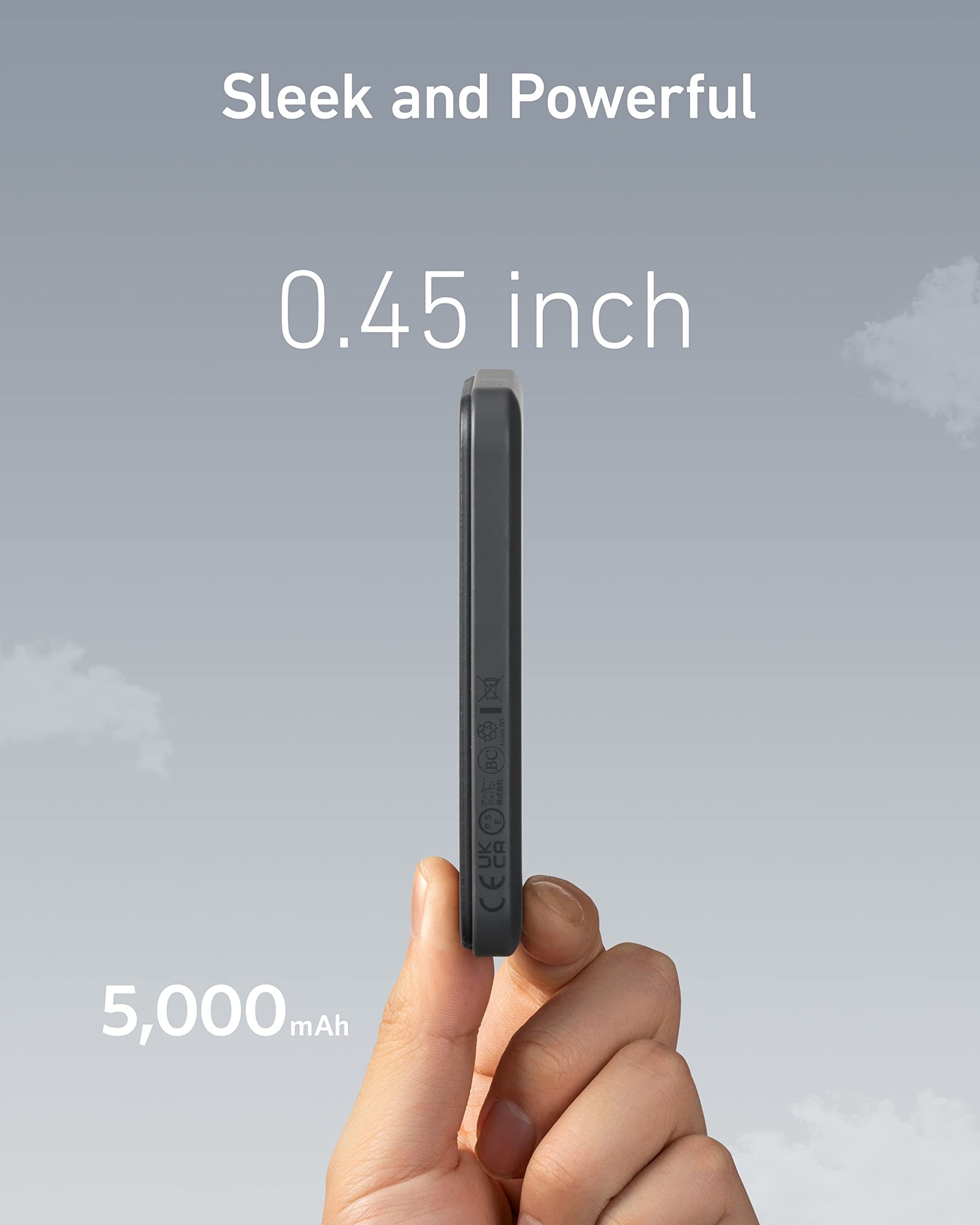 Anker 621 Magnetic Portable Charger (MagGo), 5,000mAh Wireless Power Bank with USB-C Cable, Magsafe-Compatible Battery Pack for iPhone 16/15/14/13/12 Series