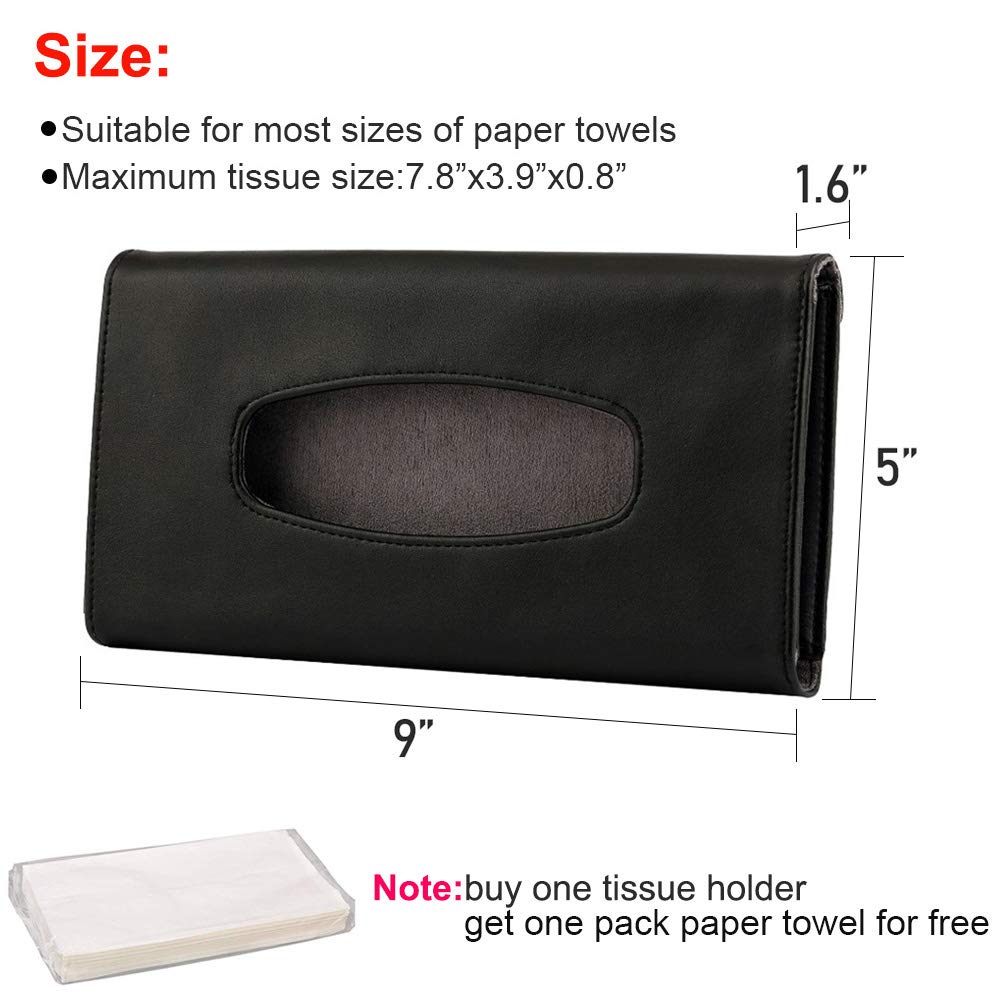 Fredysu Car Visor Tissue Holder, Sun Visor Napkin Holder Backseat Tissue Case, Premium Car Tissue Box for car, Vehicle (Black)