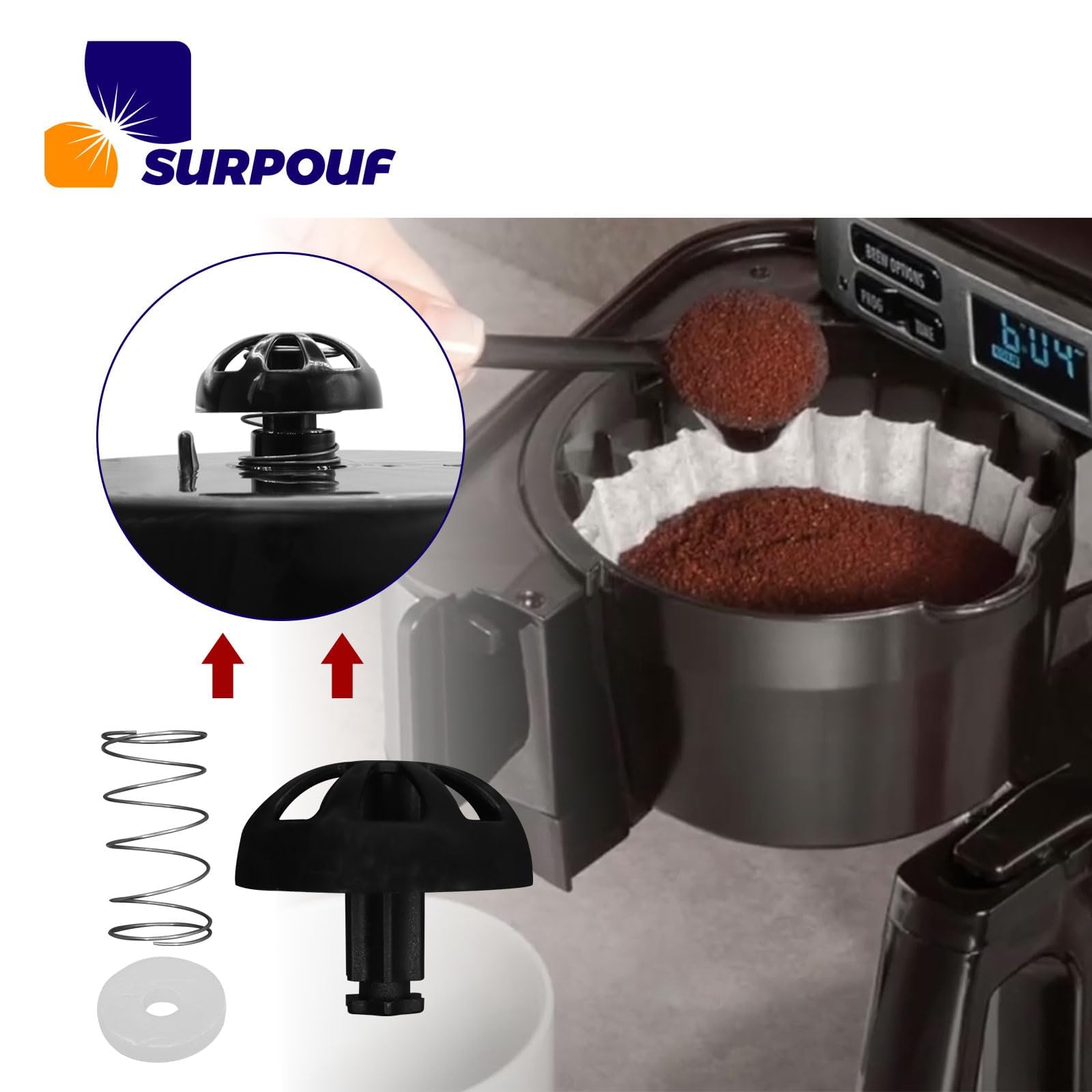 2-Pack Coffee Replacement Brew Basket Spring Loaded Stopper Kits Fits For Mr. Coffee Black and Decker Hamilton Cuisinart coffee maker parts, Parts Number 990117900 990237500 Coffee Machine Accessory