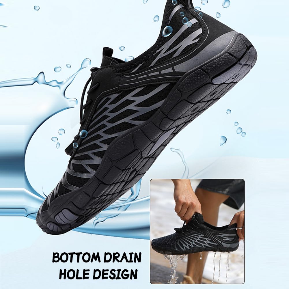Hike Barefoot Shoes Womens Men Footwear,Pro-Healthy&Non-Slip Water Shoe for Women Men, Wide Toe Running Shoes Boots Sneakers Unisex Black