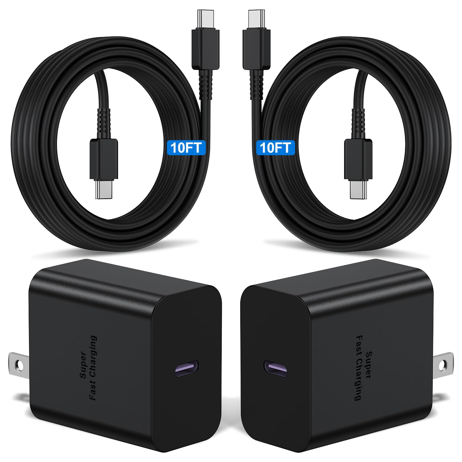 2Pack 45W Super Fast Charger Type C 10ft, USB C Wall Charging and Long Android Phone Charger Cable Cord for Samsung Galaxy S24 Ultra/S24 Plus/S24+/S23 Ultra/S23+/S22 Ultra/S22 Plus/S21/Note 20/Note10+