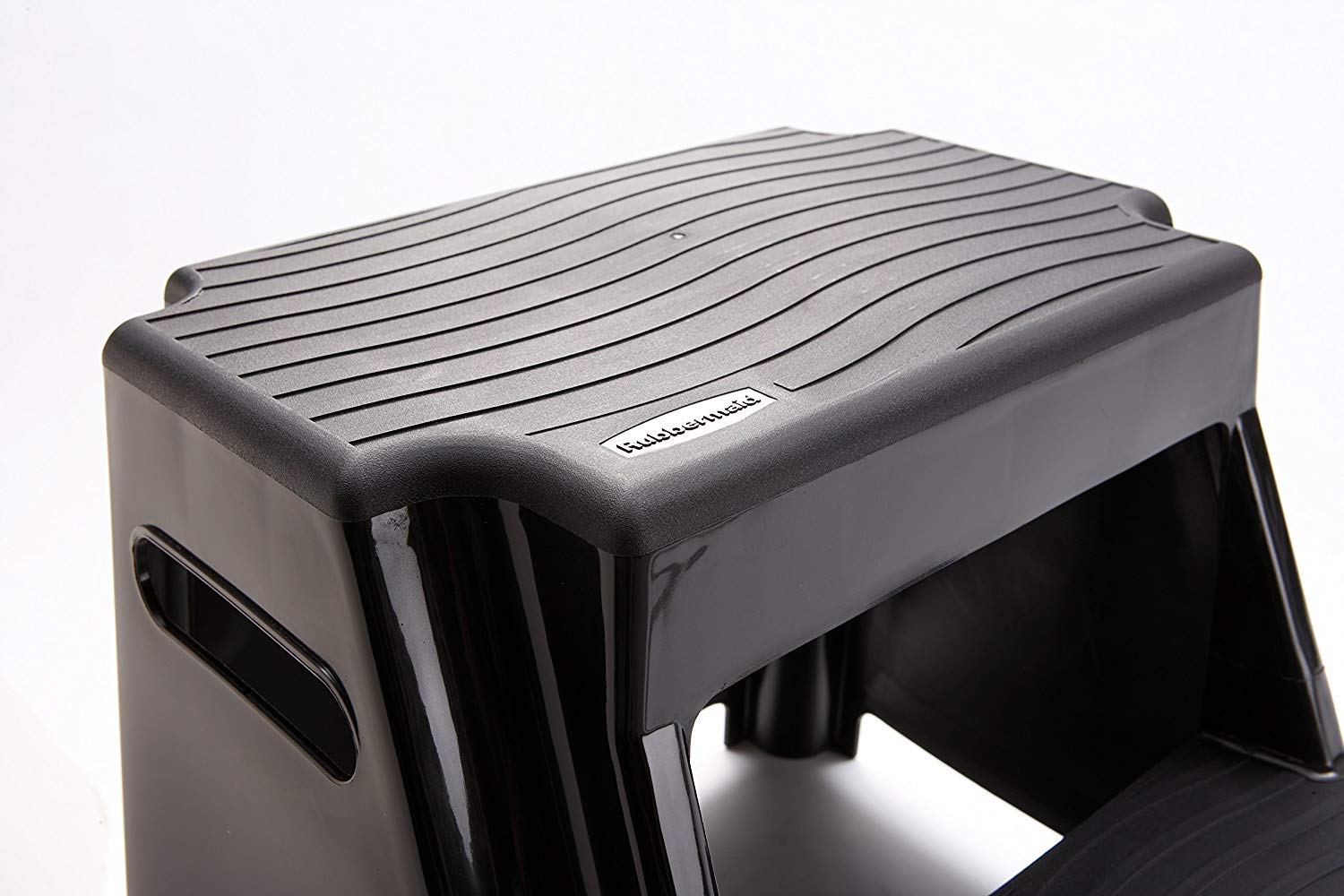 Rubbermaid 2-Step Molded Plastic Step Stool, Lightweight with Slip Resistant Treads and Non-Slip Feet, Black (Amazon Exclusive)