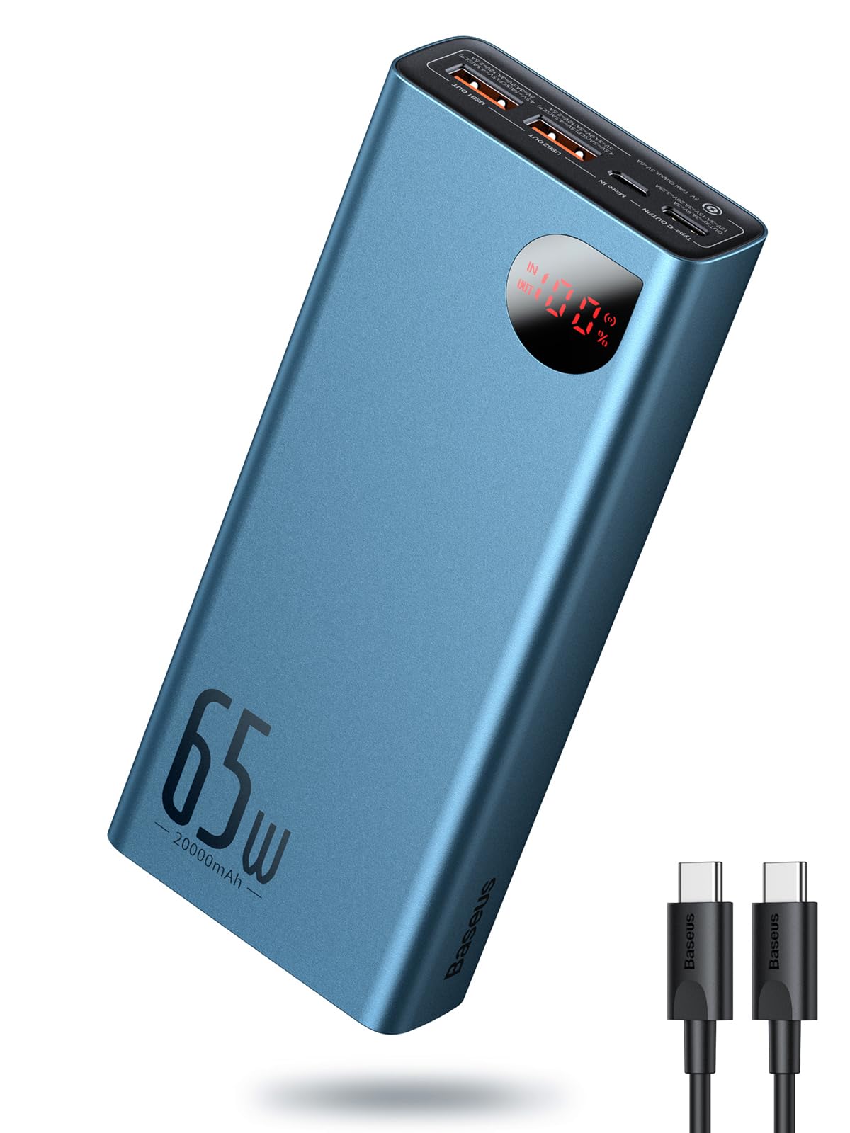 Baseus 65W 20000mAh Power Bank, Laptop Portable Charger,Smart Digital Display, Compatible with iPhone 15/14/13 Series, Samsung, MacBook, Dell, Steam Deck