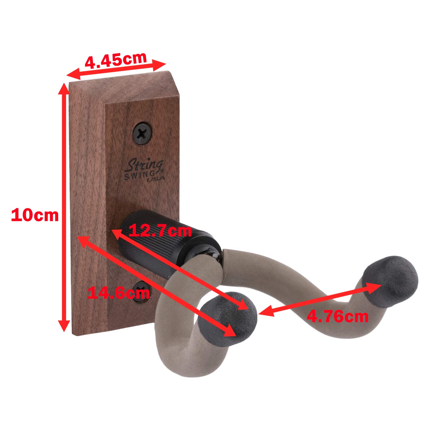 String Swing Guitar Wall Mount, Guitar Hanger, Wall Guitar Mount, Guitar Holder Hook for Wall, Fits All Size Guitars, Acoustic, Electric, Bass, Black Walnut Hardwood - Made in USA