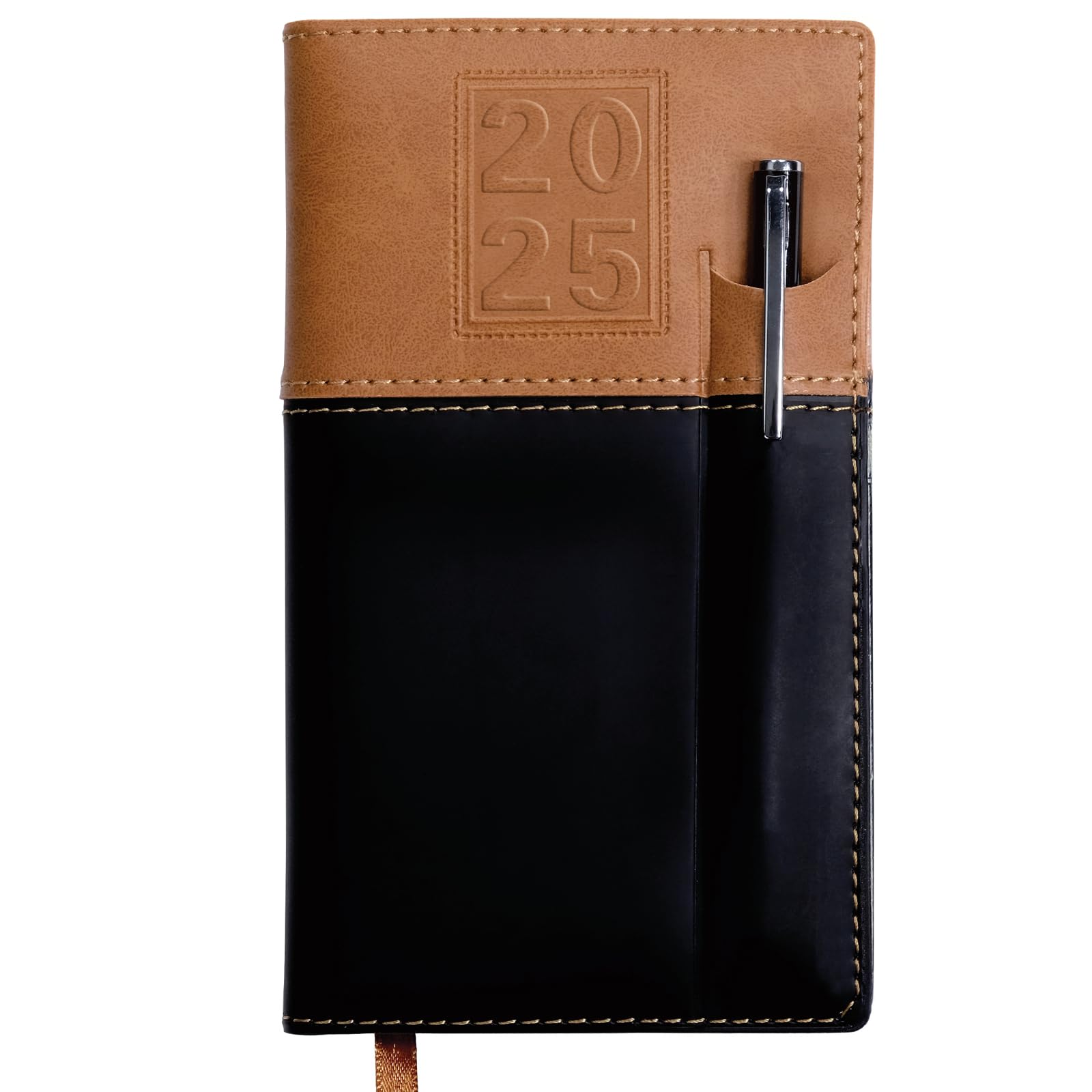 2025 Pocket Planner/Pocket Calendar and Pen, 3.5"x6": Includes 14 Months (November 2024 - December 2025) / 2025 Weekly Planner/Weekly Agenda/Monthly Calendar Organizer (Brown/Black)