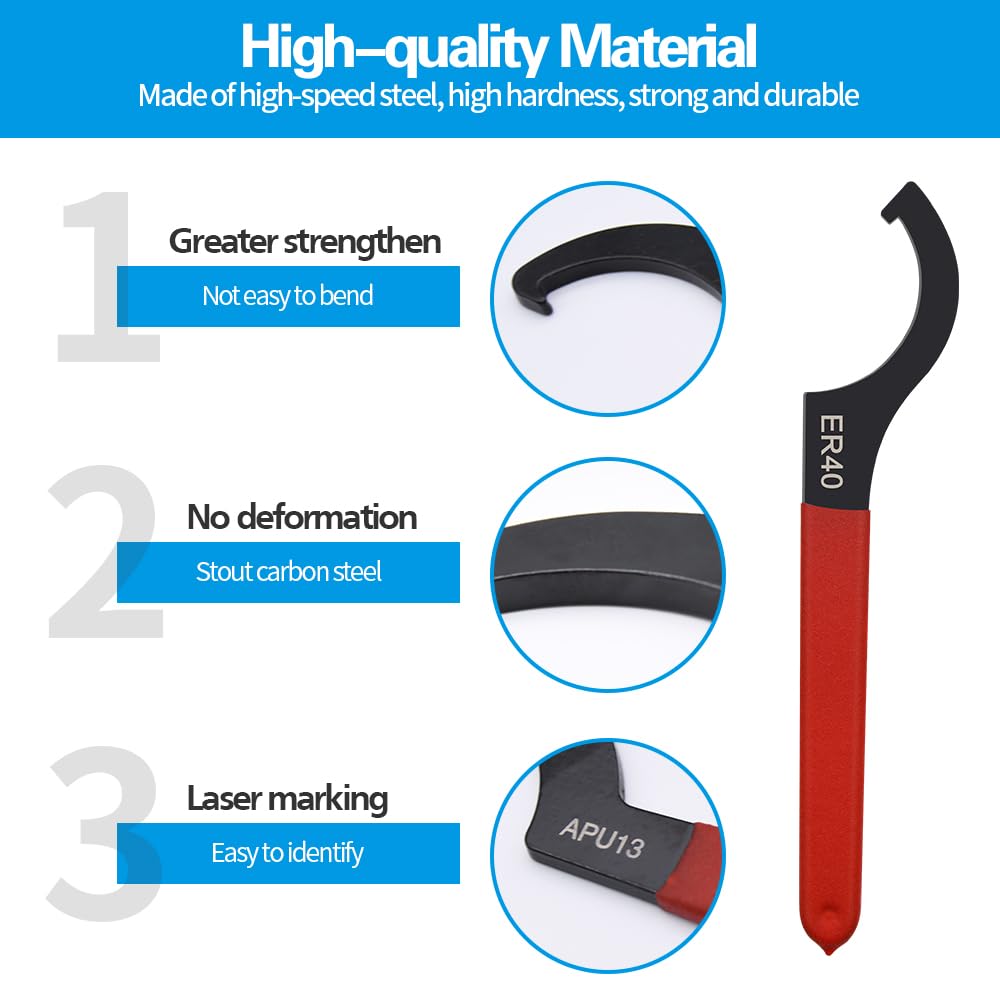 Mdvora 6pcs Coilover Spanner Wrench Set, C-Shape Shock Spanner Hook Wrench Tools, for Suspension System and Shock Adjustment