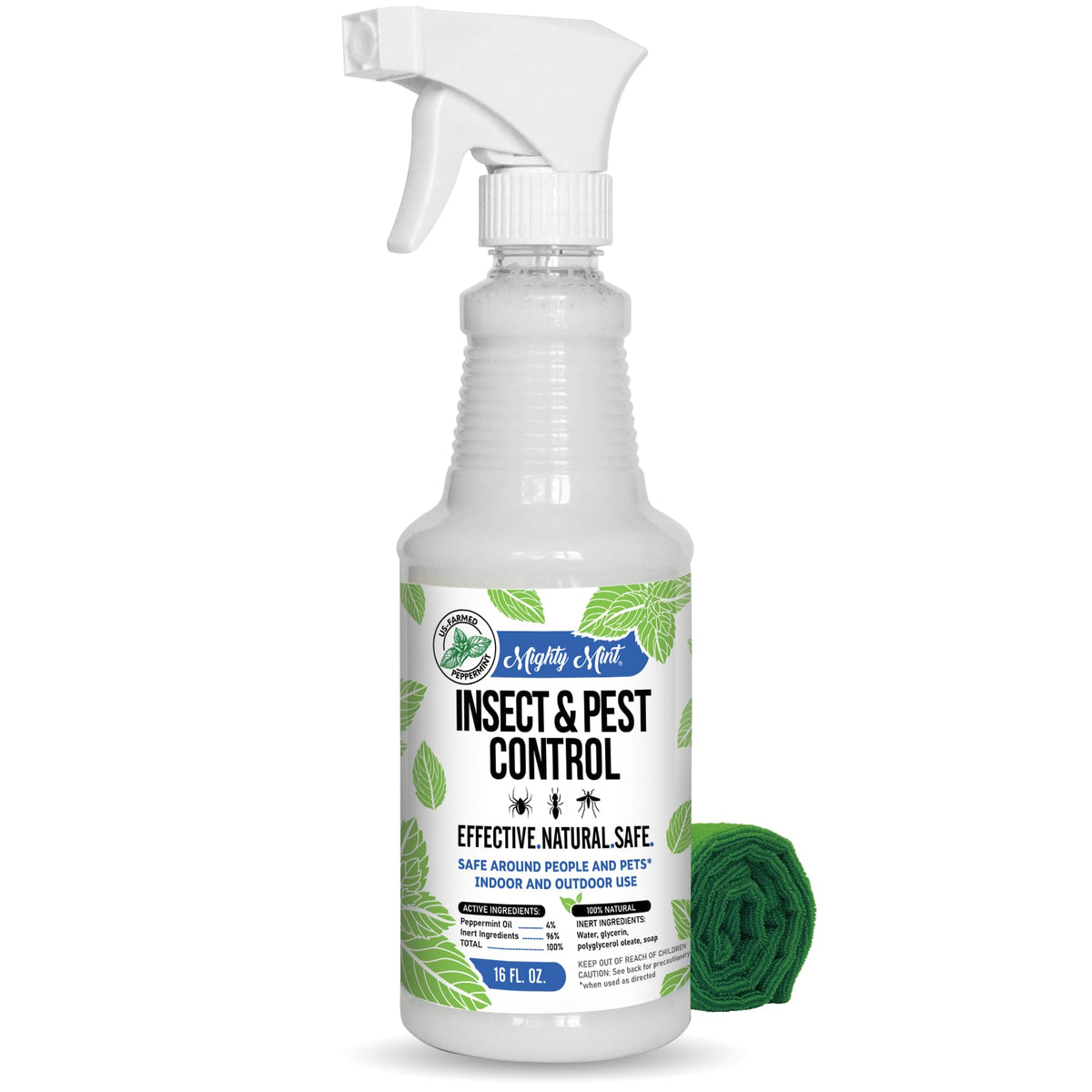 Mighty Mint Peppermint Oil Insect Repellent Spray - Natural Indoor & Outdoor Bug Control for Spiders, Ants, Roaches, and More - Plant-Based, Extra-Strong Formula - 16 oz