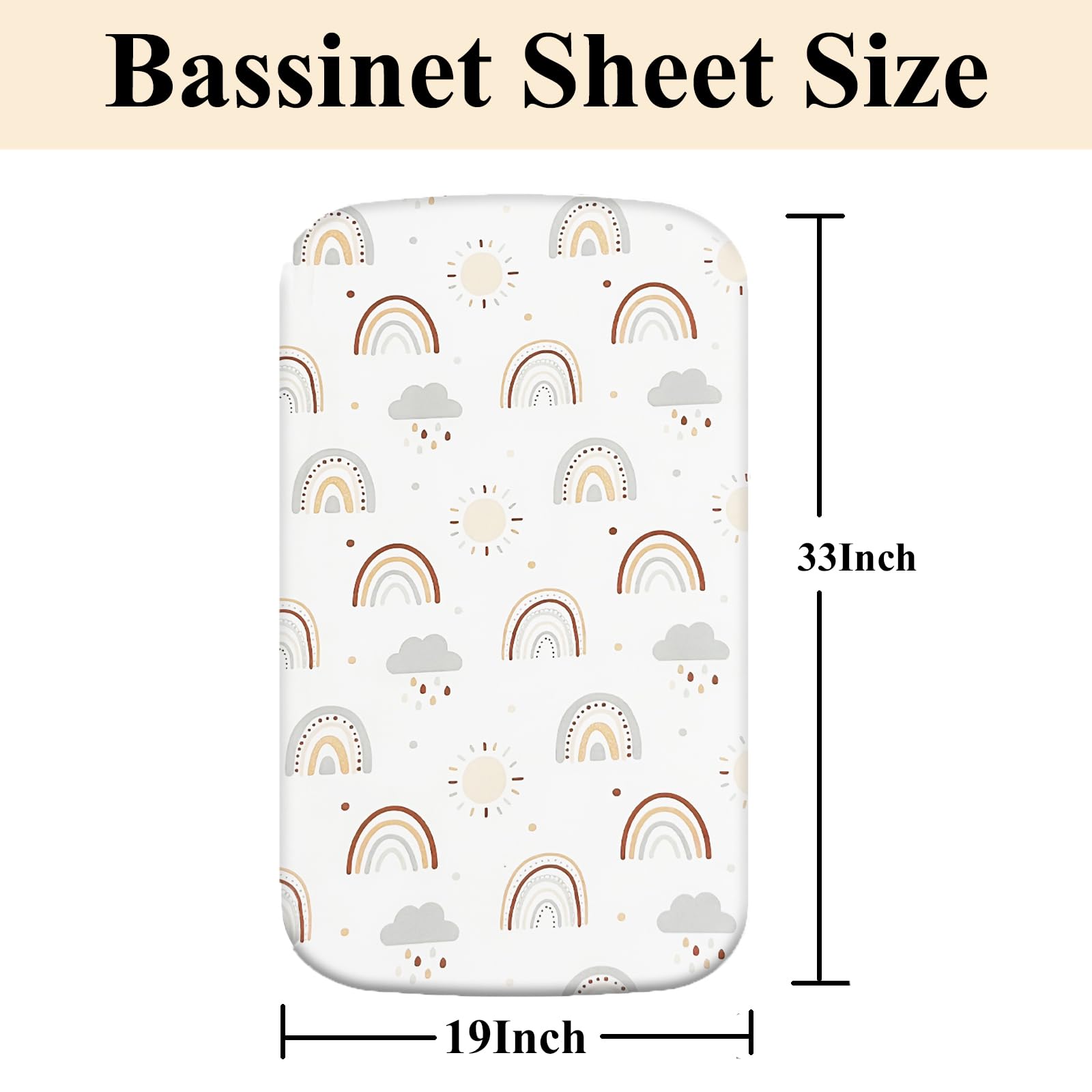 4 Pack Bassinet Sheets (19" x 33"), Compatible with Baby Delight Beside Me Dreamer and Dream On Me Skylar/Lotus/Traveler Baby Bassinet, Soft and Skin-Friendly, Mint Green and Color Rainbow