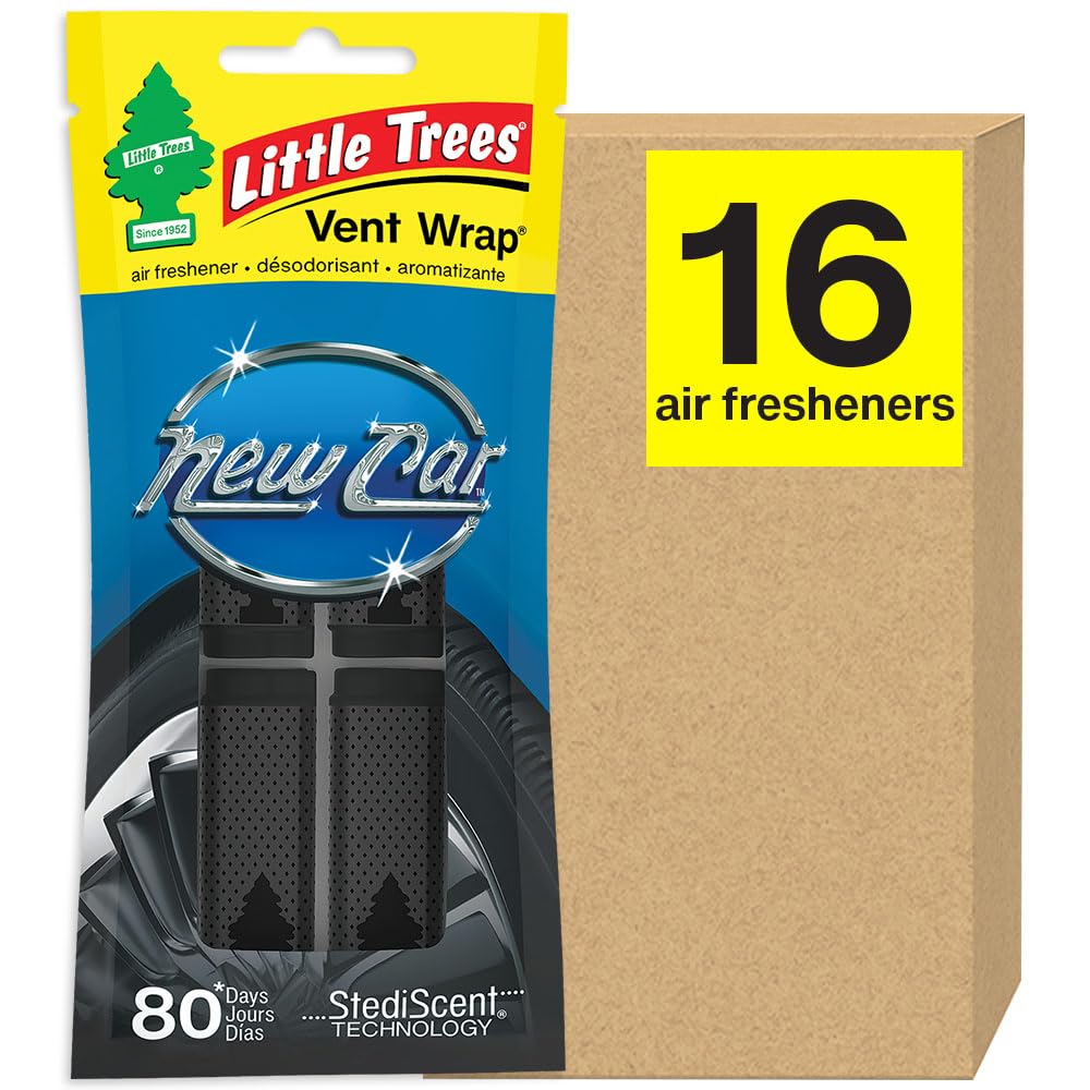 LITTLE TREES Car Air Freshener. Vent Wrap Provides Long-Lasting Scent, Slip on Vent Blade. Vanillaroma, 16 Air Fresheners, 4 Count (Pack of 4)