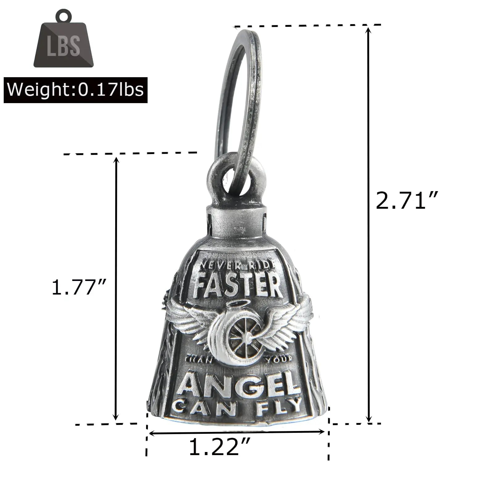 Motorcycle Bells for Bikers Guardian Angel Gremlin Motorcycle Bells for Motorcycle Rider Key Chain for Luck (Never Rider Faster Than Your Angel Can)