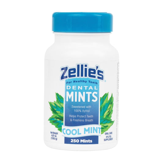 Zellie's | 100% Xylitol Sugar Free Cool Mint Breath Mints | Non-GMO, Low-Calorie, Gluten Free, Vegan & Kosher Mints (250 Count - Pack of 1)