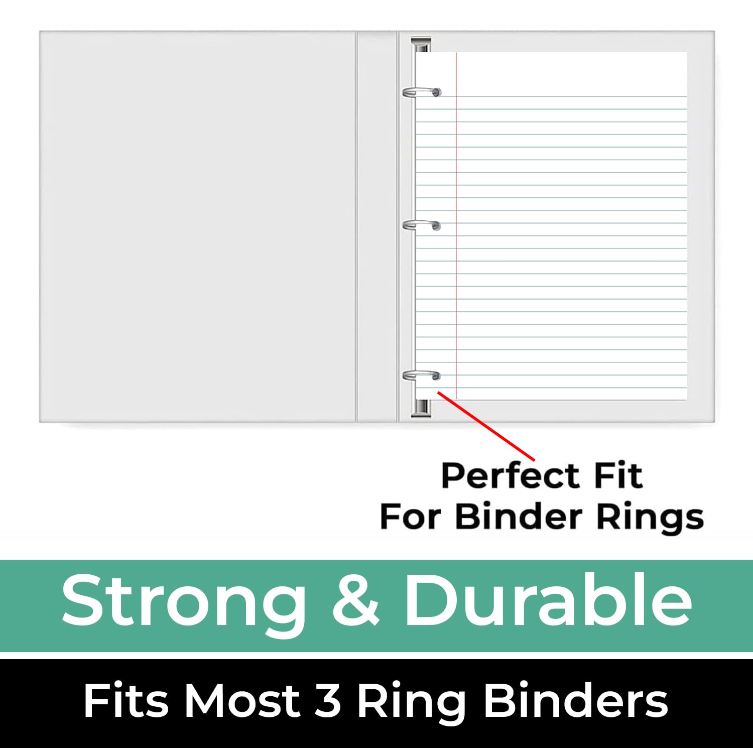 Rosmonde Loose Leaf Paper, 450 Sheets, 3 Pack, 56 gsm Wide Ruled Sheets, 8" x 10.5", Bulk Notebook Paper, 3 Hole Punched, 150 Sheets/Pack, Wide Ruled Paper for Binders, Loose Leaf Office Paper, White