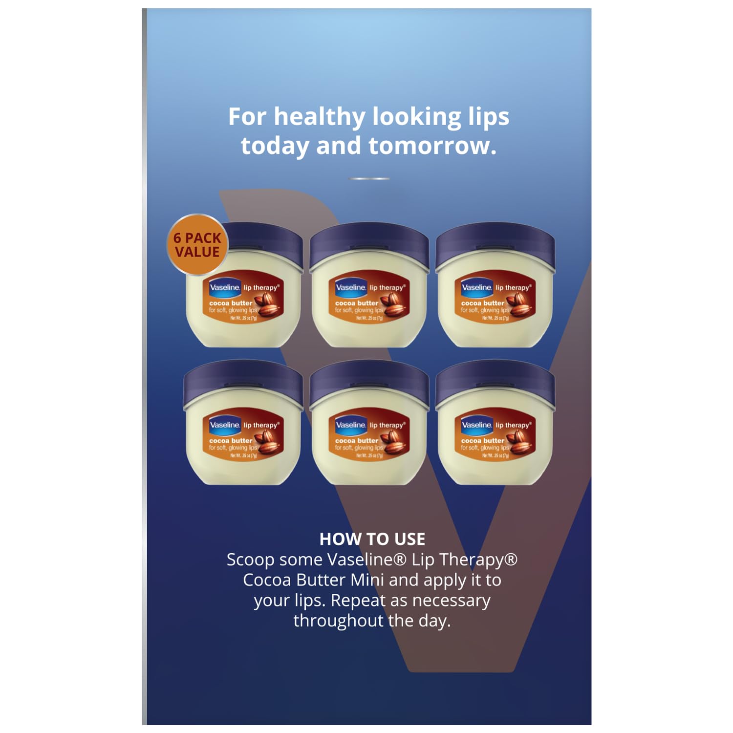 Vaseline Lip Therapy Cocoa Butter.25 oz (Pack of 4)