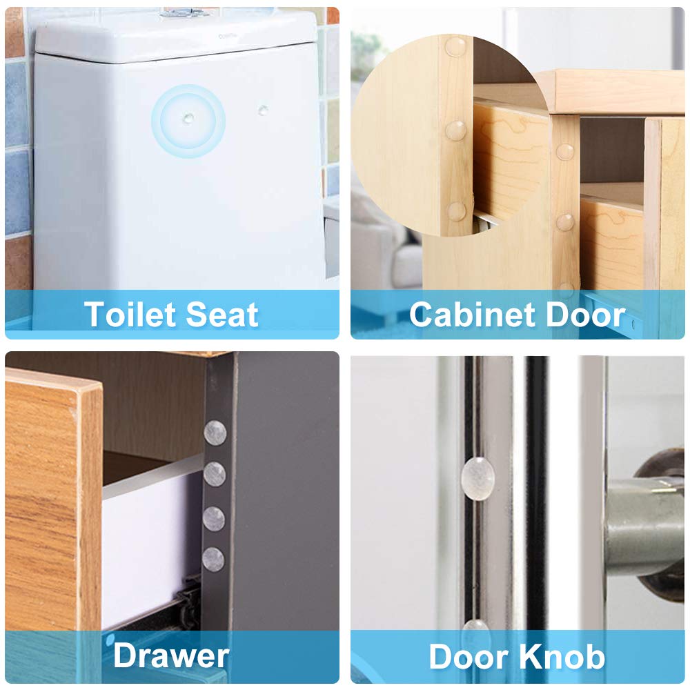 200PCS Cabinet Bumpers Clear Rubber Bumpers Self Adhesive, Soft Close Cabinet Door Bumper Dots, Sound Dampening Cupboard Door Bumpers Pads for Kitchen Drawers, Picture Frames, Furniture