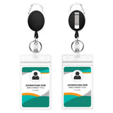 2 Pack ID Badge Holder with Clip Badge Reels Retractable Heavy Duty Clear Id Card Vertical Lanyard Holder with Carabiner Badge Reel with 24 inches Pull Cord