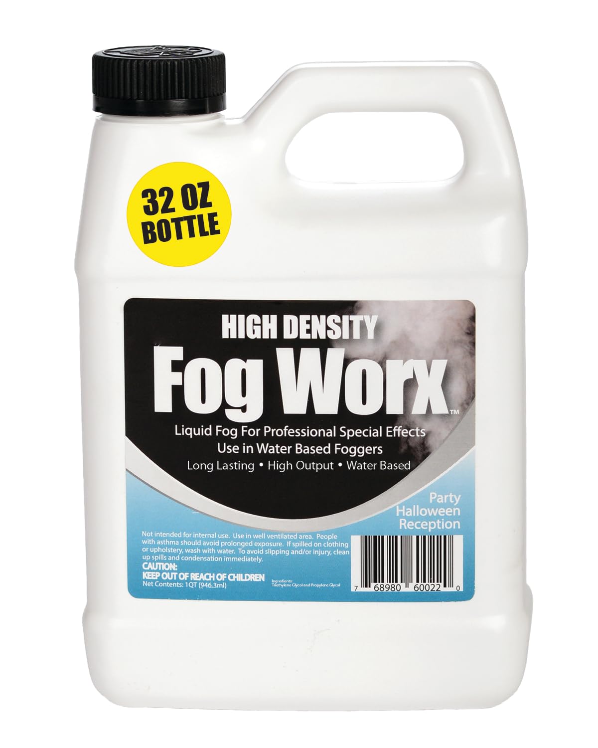 FogWorx Extreme High Density Fog Juice Gallon - Long Lasting, High Output, Odorless Water Based Fog Machine Fluid - for 400 Watt to 1500 Watt Machines