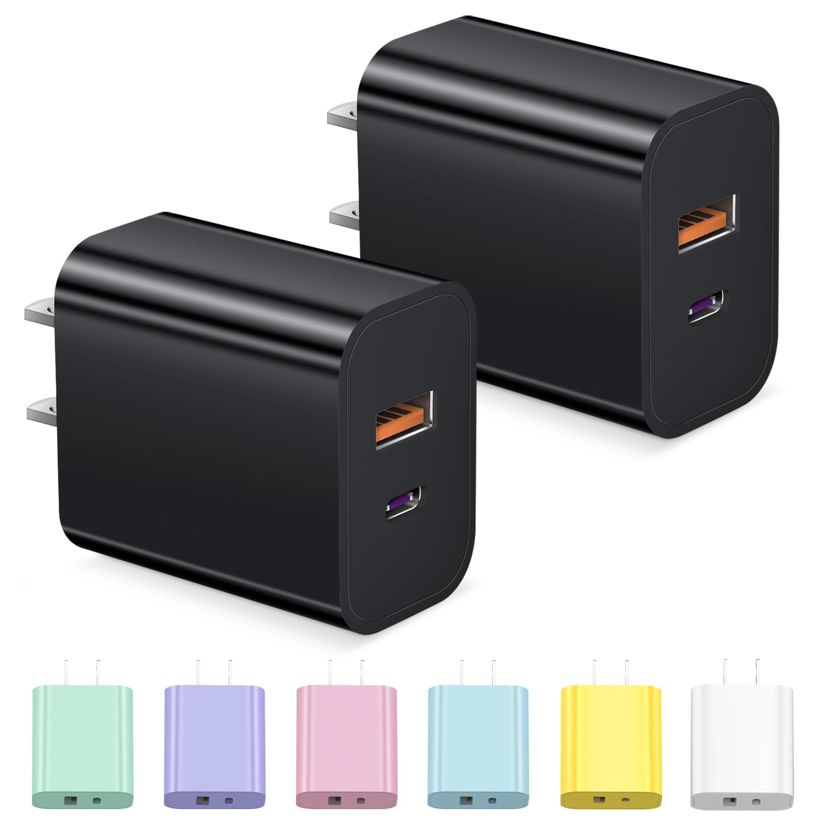 [3 Pack] USB C Charger Block, iPhone 16 Charger Block Dual Port PD Power Adapter Fast Charging Block for iPhone 16/16 Pro/16 Pro Max/16 Plus/15/14/13/12/11,X, iPad, Google Pxel, Samsung Galaxy