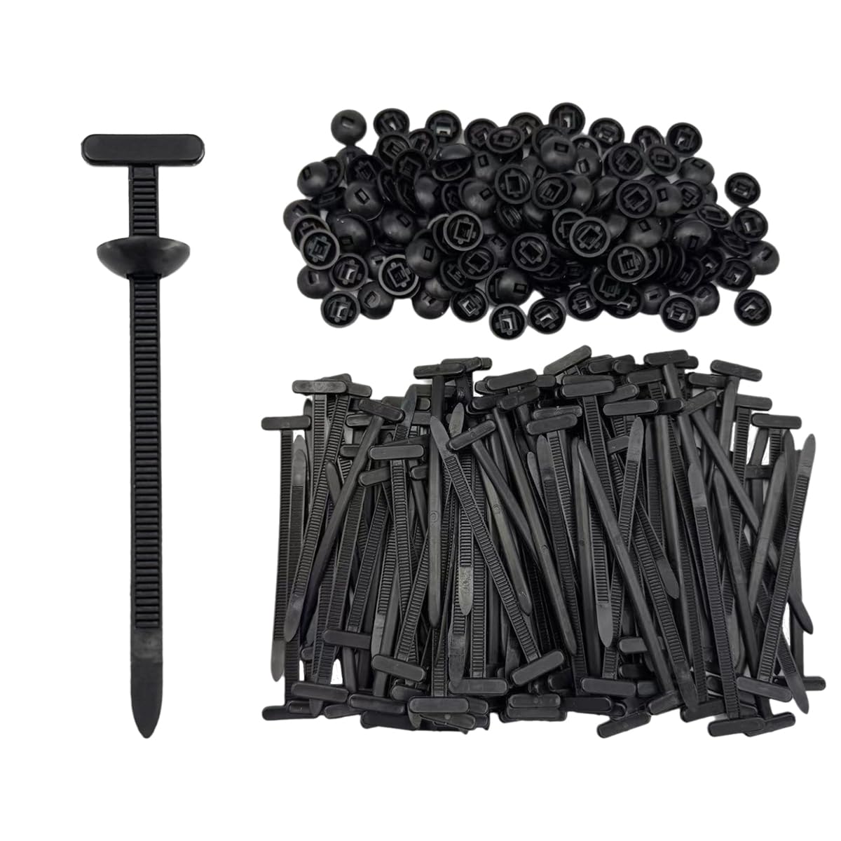 150Pcs Nylon Universal Cable Tie Buckle for Car, Automotive Zipper Clips, Plastic Rivet Grip Zip Ties, Push Pin Clip Auto Body Parts Trim, Snap-Fit Bumper Retainer Fender Liner Door Panel Fastener