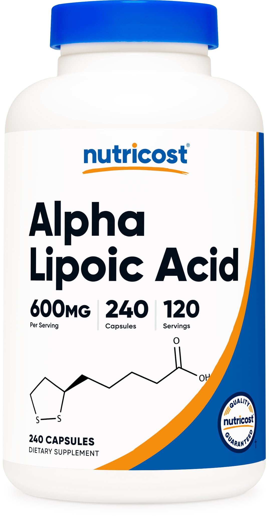 Nutricost حمض ألفا ليبويك 600 ملجم لكل جرعة، 240 كبسولة - خالٍ من الغلوتين، كبسولات نباتية، خالٍ من الصويا وغير معدّل وراثيًا
