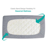 Bassinet Mattress Pad Cover Waterproof, Quilted Bassinet Mattress Protector Sheets Fits All Mainstream Bassinet - Rectangle, Oval, Hourglass, 2 Pack, Ultra Soft Breathable, Grey and White