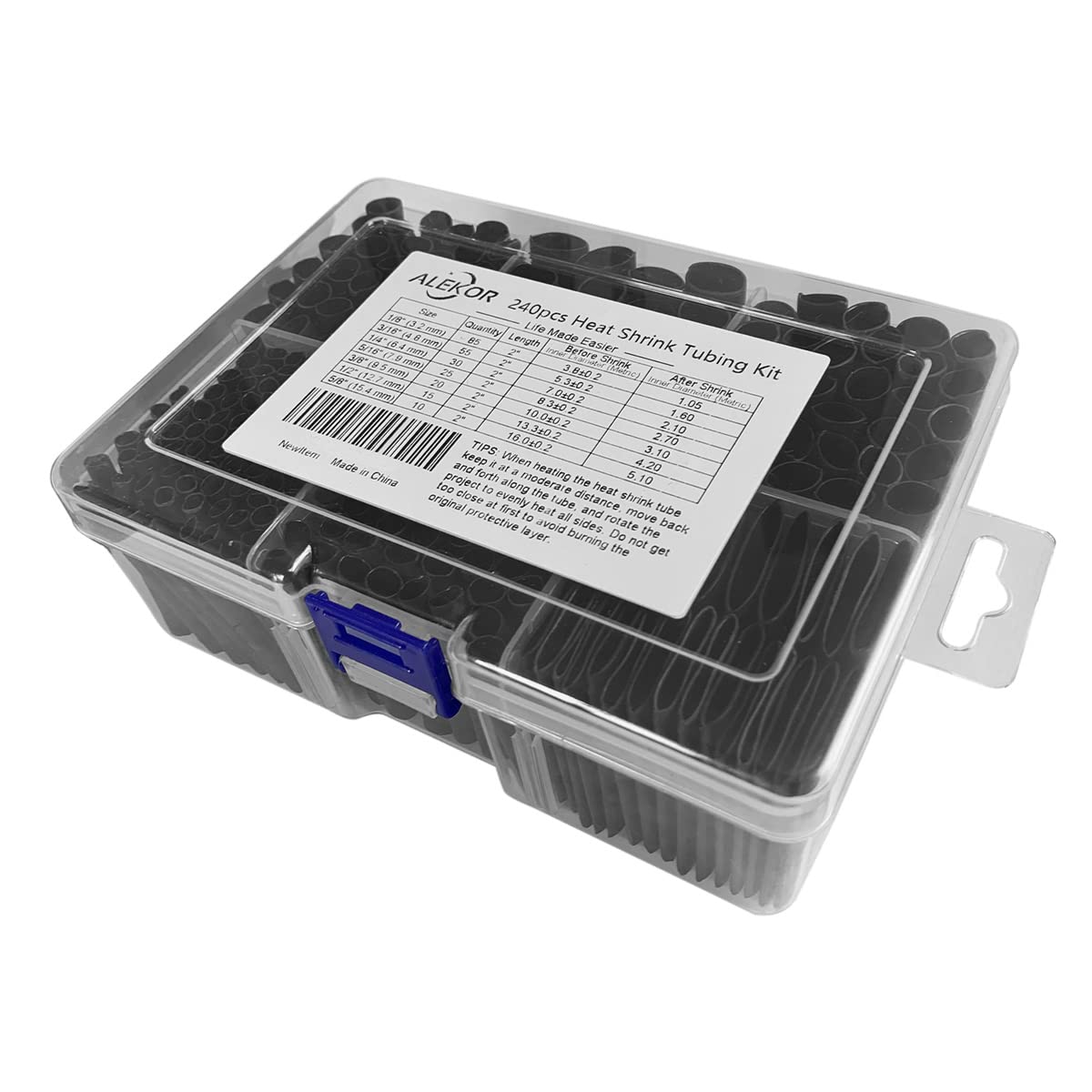 ALEKOR Heat Shrink Tubing Kit - 3:1 Ratio Adhesive Lined, Marine Grade Shrink Wrap Industrial Heat-Shrink Tubing - 240 PCS