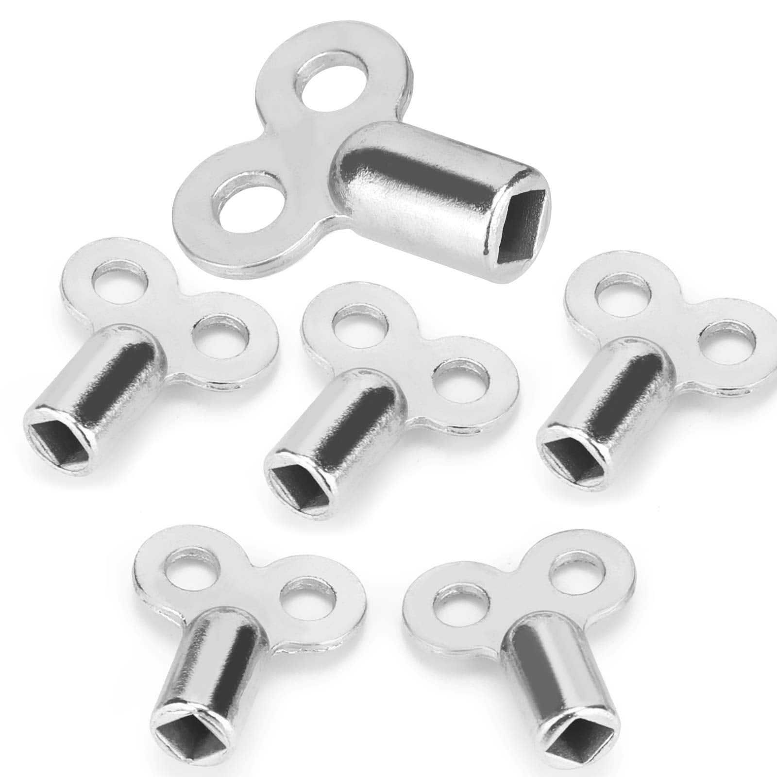 TOYMIS 6Pcs Radiator Valve Keys, Radiator Bleed Hole Key Radiator Vent Air Valve Key Plumbing Valve Key for Radiators and Faucet (Silver)