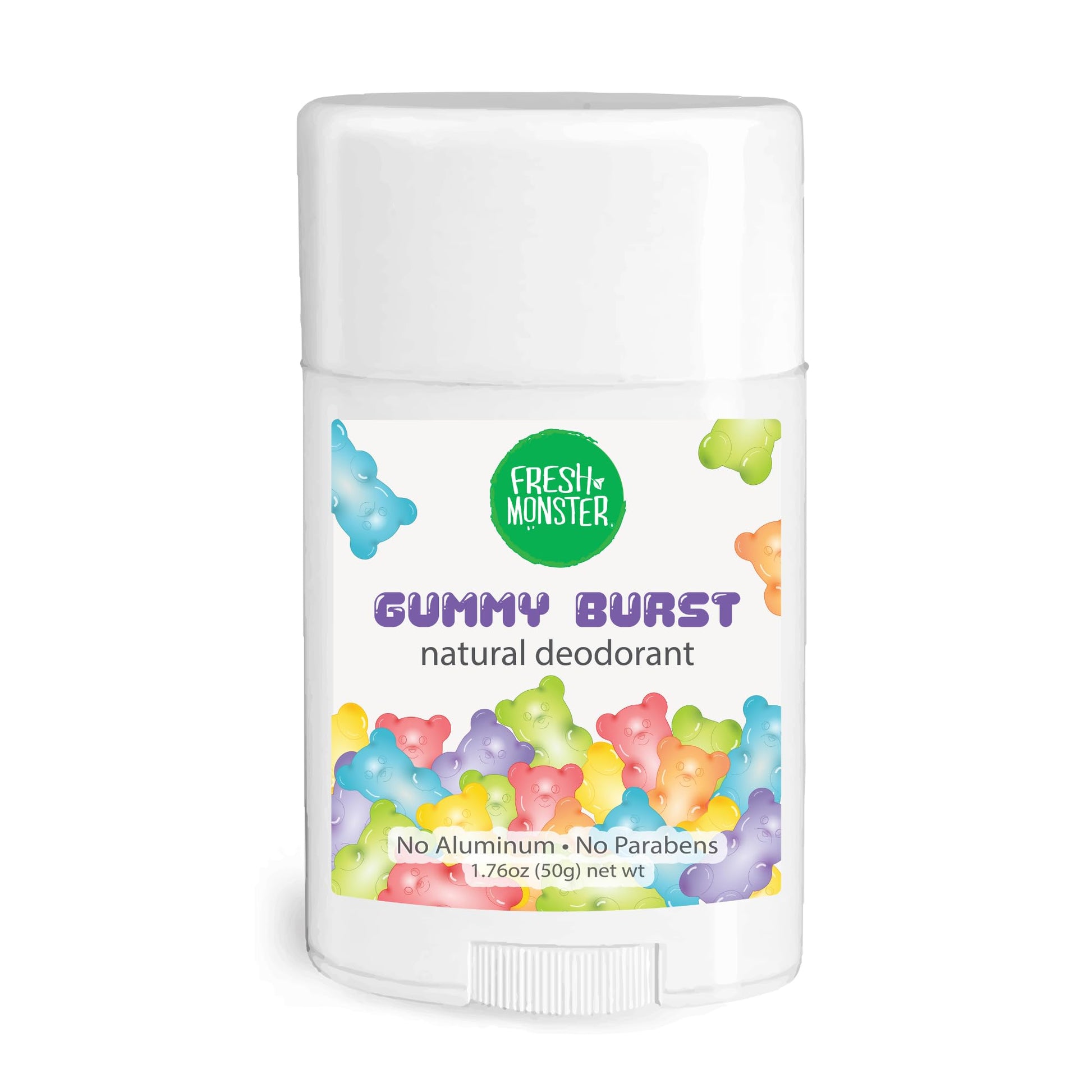 Fresh Monster Natural Deodorant for Kids & Teens I Mom's Choice Gold Award Winner | Aluminum-Free, Paraben-Free, Hypoallergenic I 24-Hour Protection I Beach Gummy Burst Scent I 1.76 oz