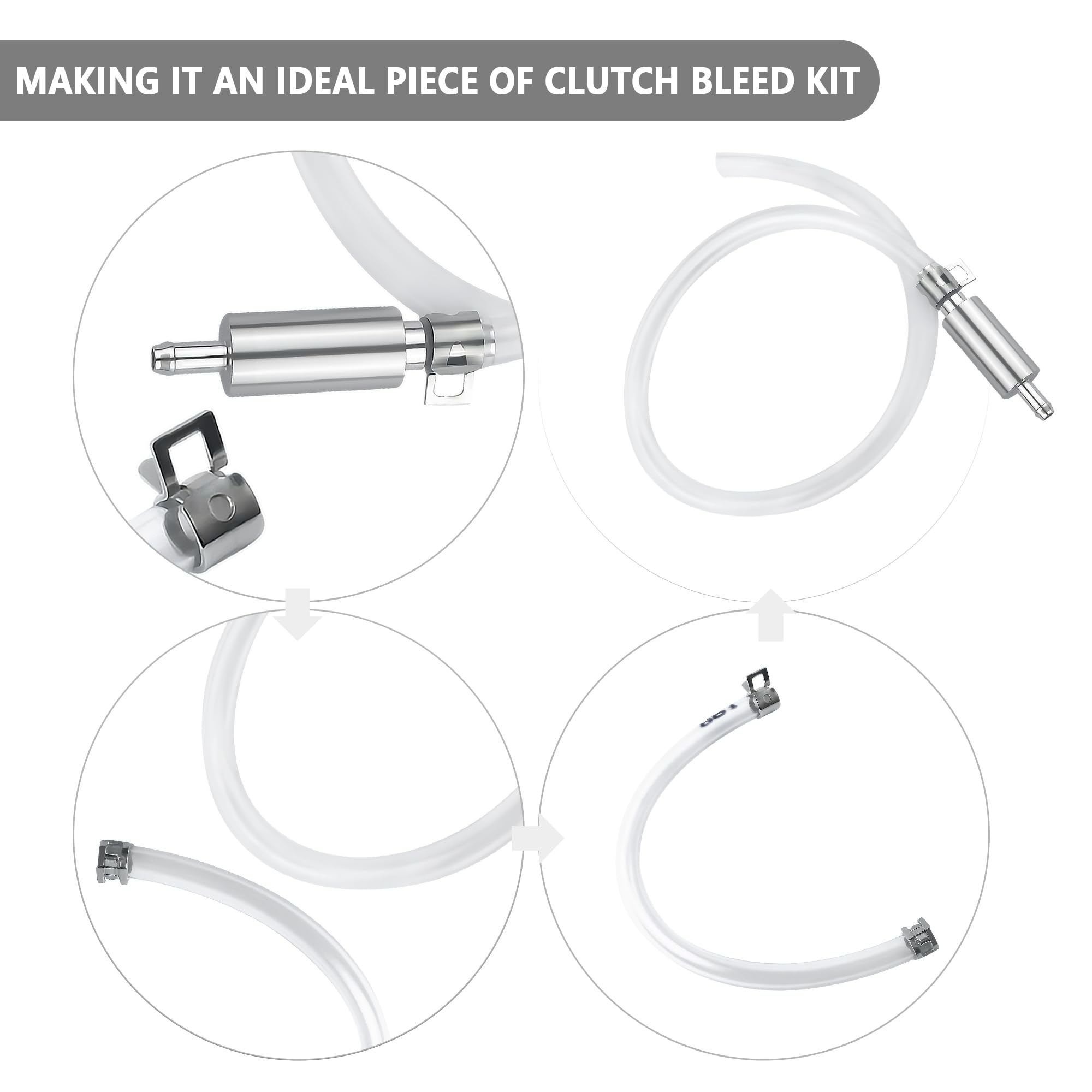 IHOTDER Car Brake Bleeder Hose with One Way Check Valve,Durable Brake Fluid Bleeder Hoses Replacement,Universal Brake Bleeder Tool Car Accessories for Car Motorbike Bike (1 Set)