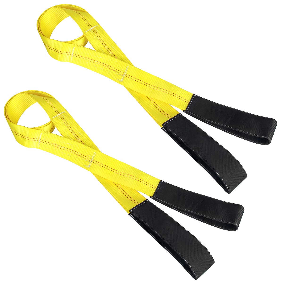Hebebandschlingen, JCHL 6.5'X2 Hochleistungs-Flachschlaufen-Hebebandschlinge 13.000 lbs Tragkraft Hebebänder Nylon Baumschutz Bergegurt Gurtbandschlinge Seilwindengurt 2er-Pack