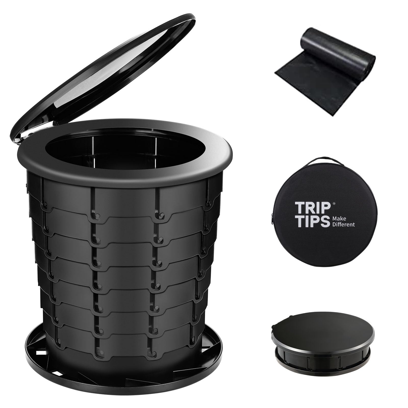 TRIPTIPS Upgrade Retractable Portable Toilet Travel Toilet Adjustable Height Camping Toilet Portable Potty for Adults Kids, Foldable Portable Toilet for Camping/Car
