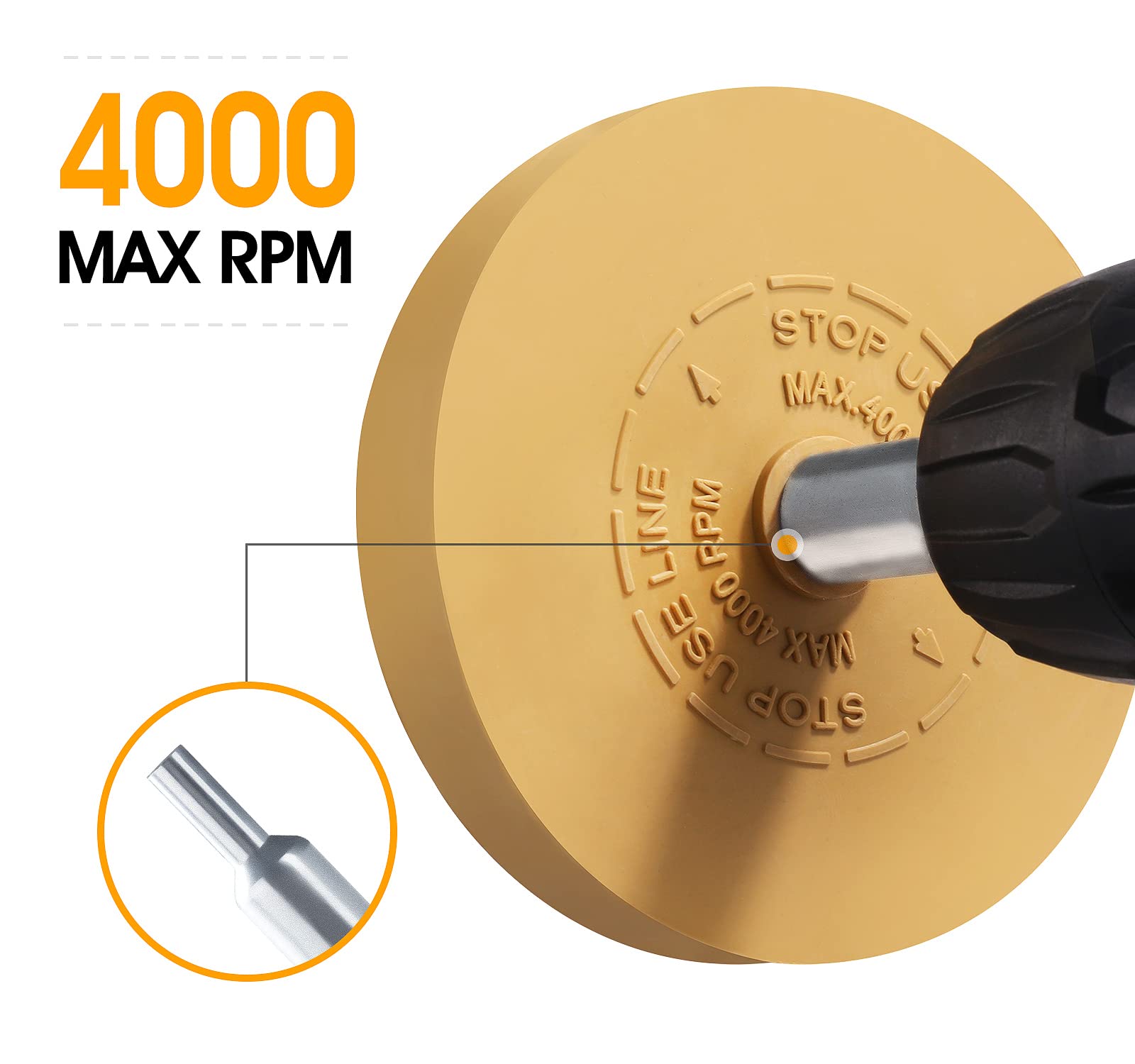 LuckyGuard Decal Remover Eraser Wheel Adhesive Remover for Pinstripes Vinyl Tapes and Sticker Rubber Wheel for Drill 1 Pack