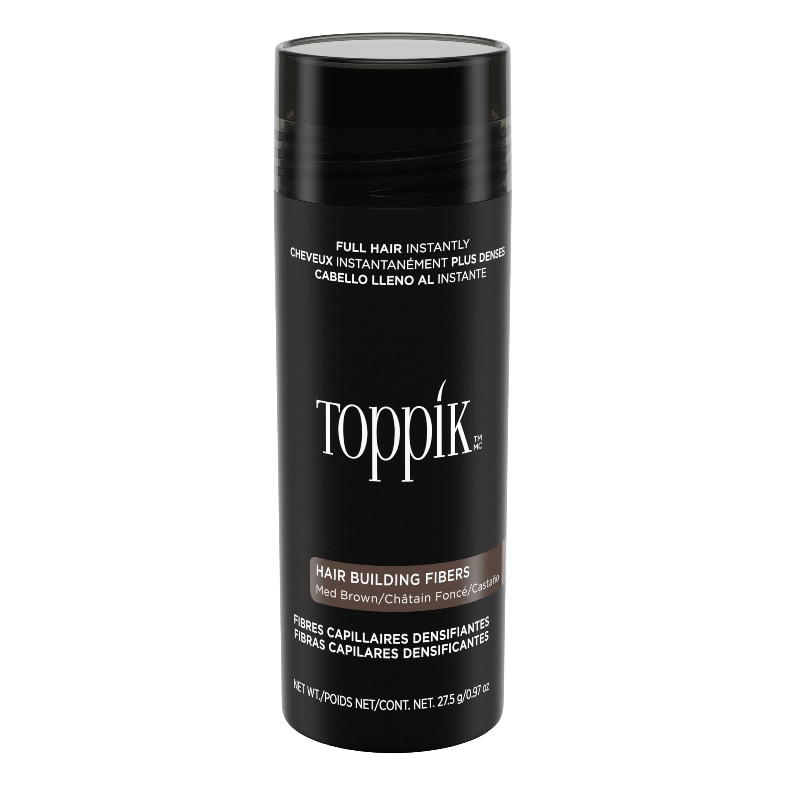 Toppik Hair Building Fibers, Black, 27.5g | Fill In Fine or Thinning Hair | Instantly Thicker, Fuller Looking Hair | 9 Shades for Men & Women