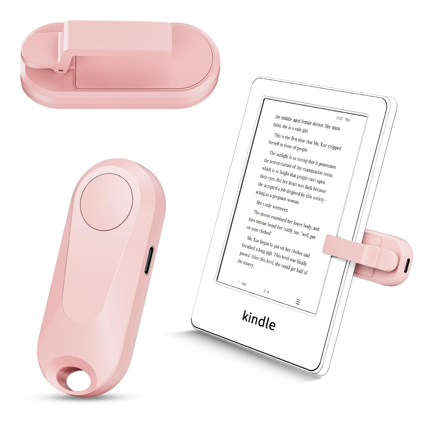 RF Remote Control Page Turner for Kindle Paperwhite Oasis eReaders Kobo,Camera Video Recording Remote Triggers, Page Turner for ipad Tablets Reading Novels Comics (Pink)