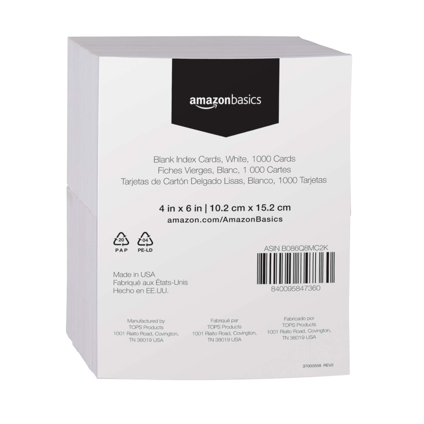 Amazon Basics Ruled Lined Index Note Cards, 500 Count, 5 Pack of 100, White, 5 in x 8 in