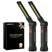 Coquimbo Tool Gifts for Men Dad Him Husband, Rechargeable LED Work Light BBQ Grill Light Accessories with Magnetic Base, 360° Rotate Mechanic Flashlight Stocking Stuffers for Men Adults (2 Pack Black)