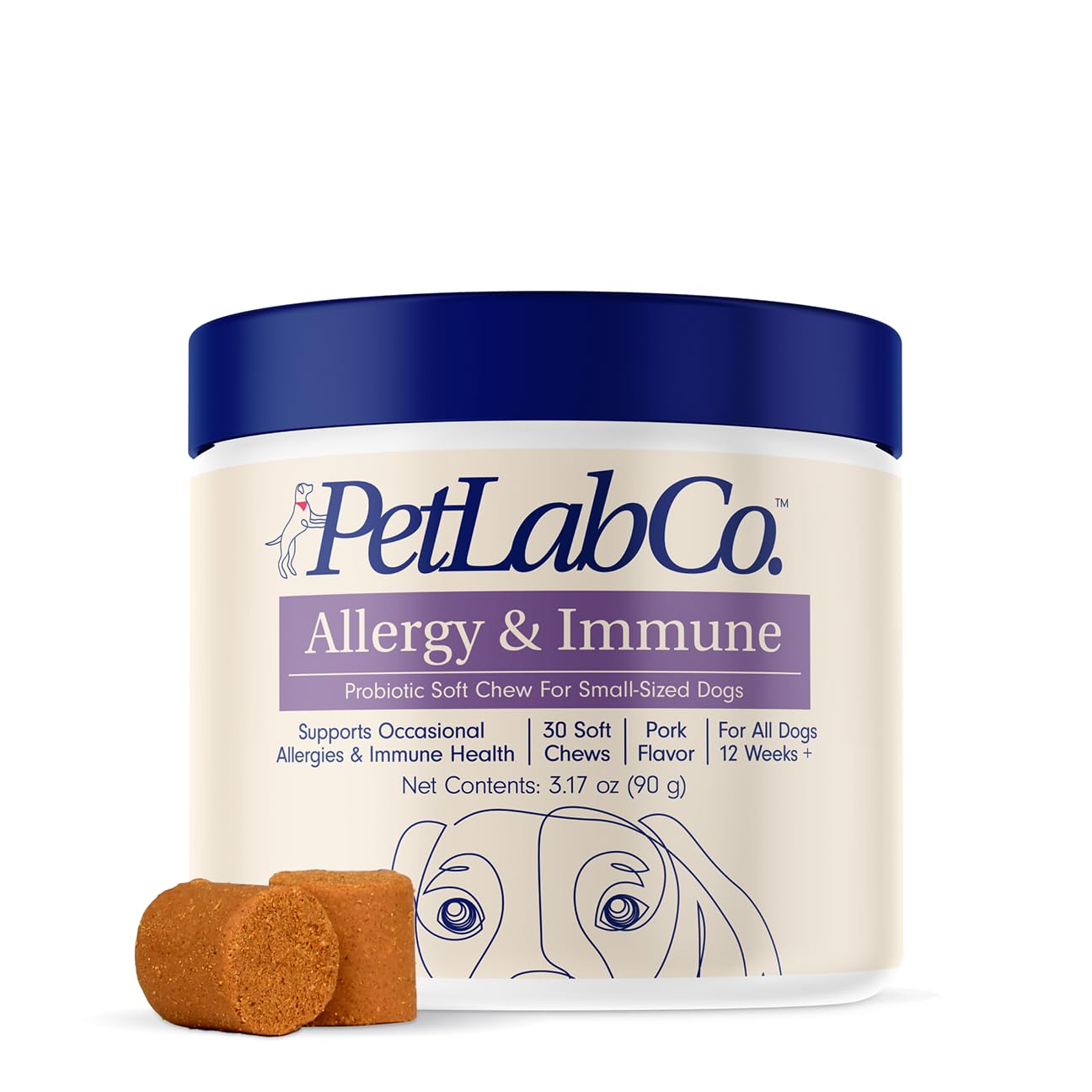 PetLab Co. Allergy & Immune Daily Probiotics for Dogs. Supports Yeast Production, Seasonal Allergies, Intermittent Itchiness, Gut & Digestive Health for Medium Size Dogs - 30 Chews