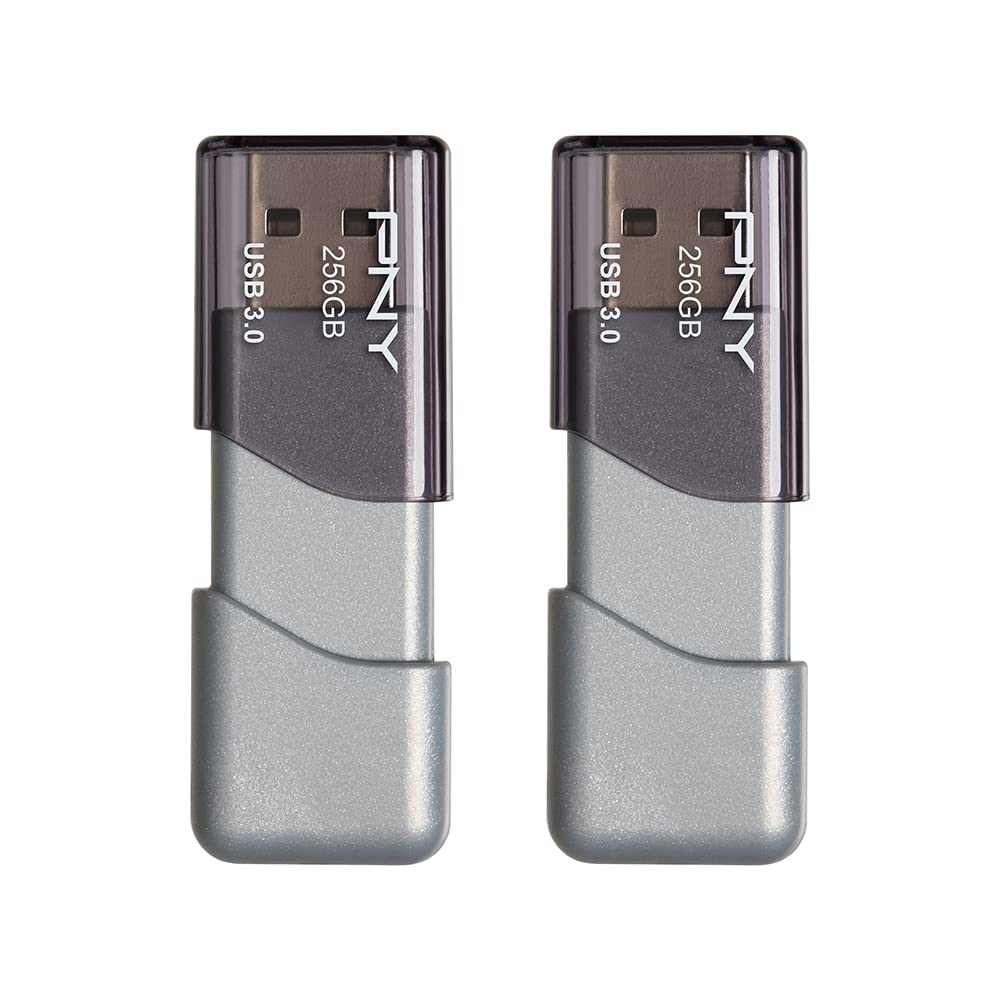 PNY P-FD256X2TBOP-MP 256GB Turbo AttachÃÂ© 3 USB 3.0 Flash Drive,Silver (Pack of 2)