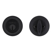 Kwikset 660 Deadbolt Deadbolt Lock, Matte Black Round Exterior Keyed Front Entry Door, Pick Resistant SmartKey Rekey Security, Single Cylinder Dead Bolt