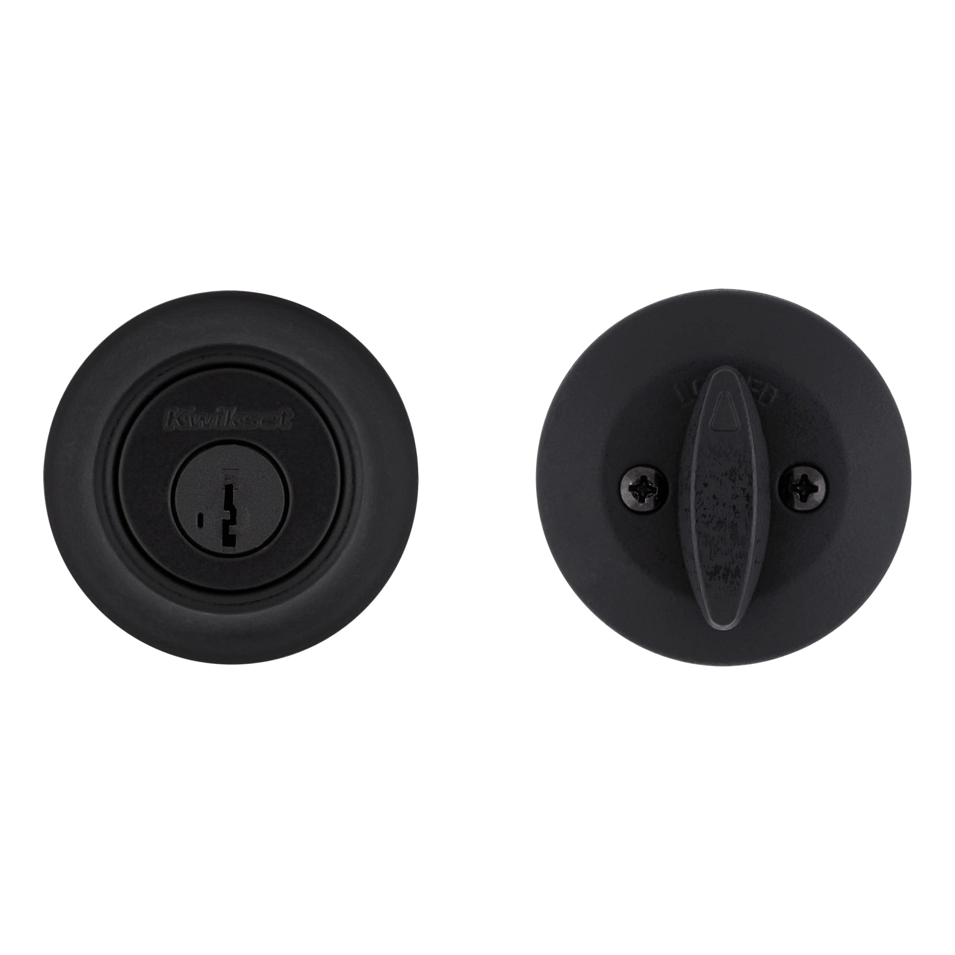 Kwikset 660 Deadbolt Deadbolt Lock, Matte Black Round Exterior Keyed Front Entry Door, Pick Resistant SmartKey Rekey Security, Single Cylinder Dead Bolt
