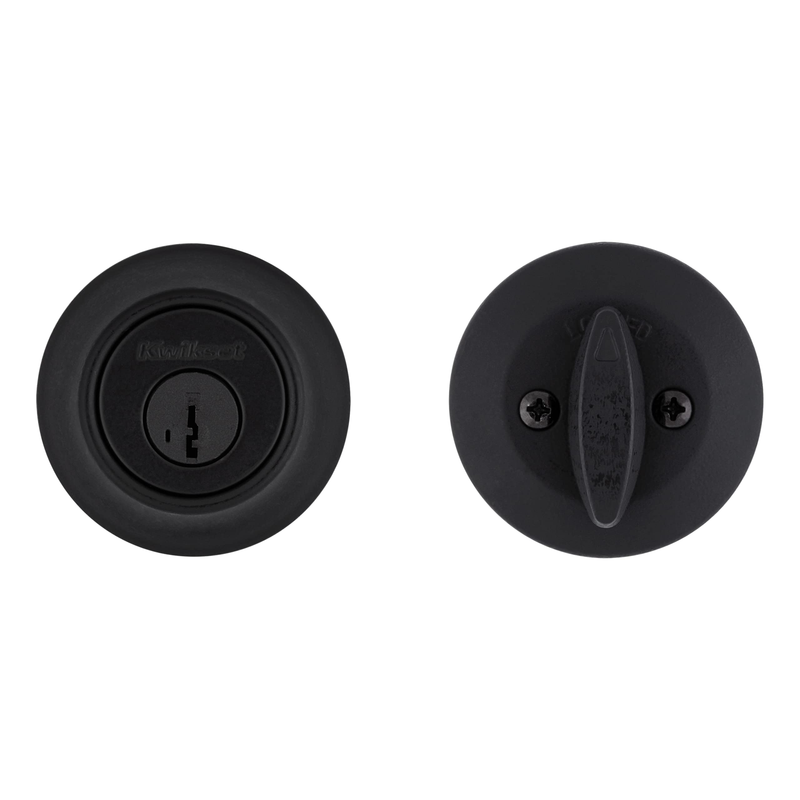 Kwikset 660 Deadbolt Deadbolt Lock, Matte Black Round Exterior Keyed Front Entry Door, Pick Resistant SmartKey Rekey Security, Single Cylinder Dead Bolt