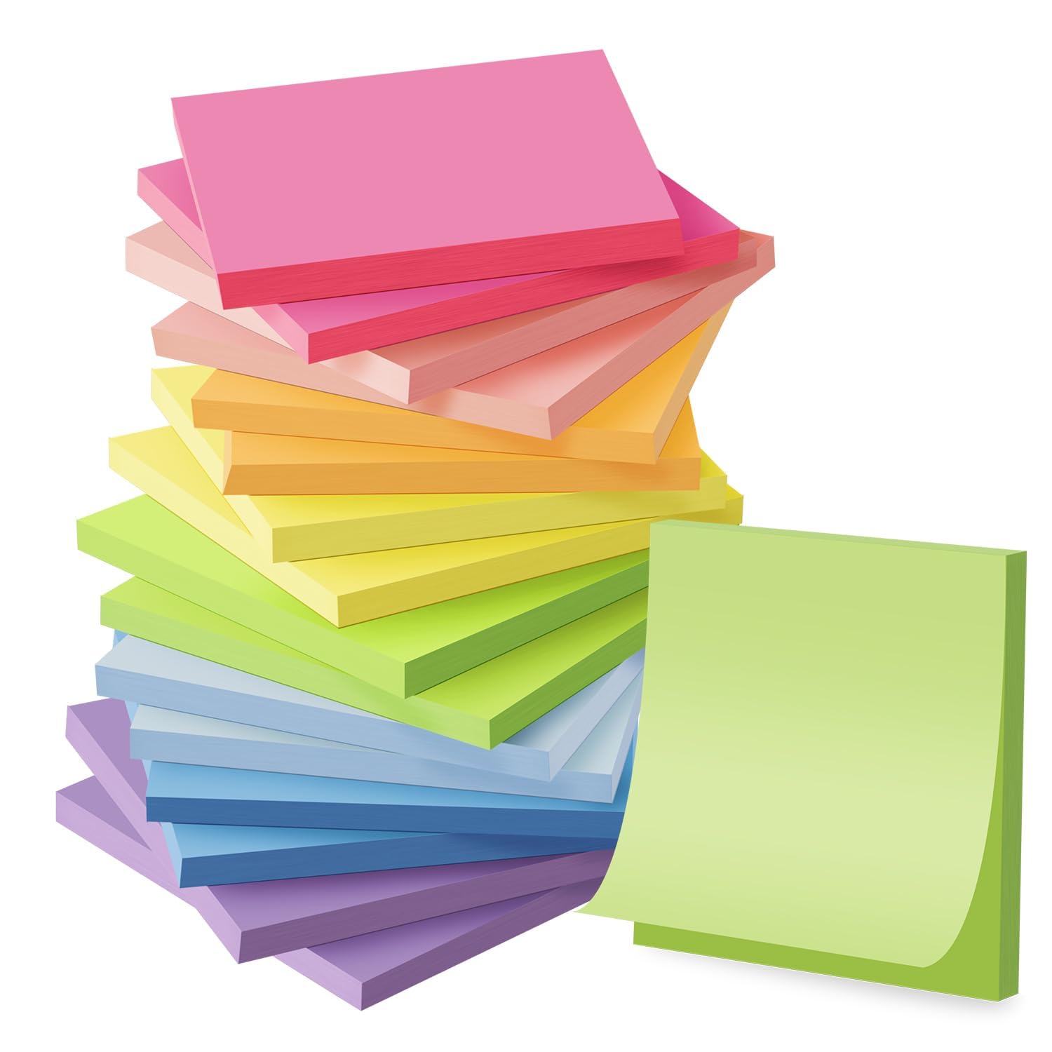 (16 Pack) Sticky Notes 3x3, Self-Stick Pads Bright Colors sticky note, Recyclable, Easy to Post for Home, Office, Notebook