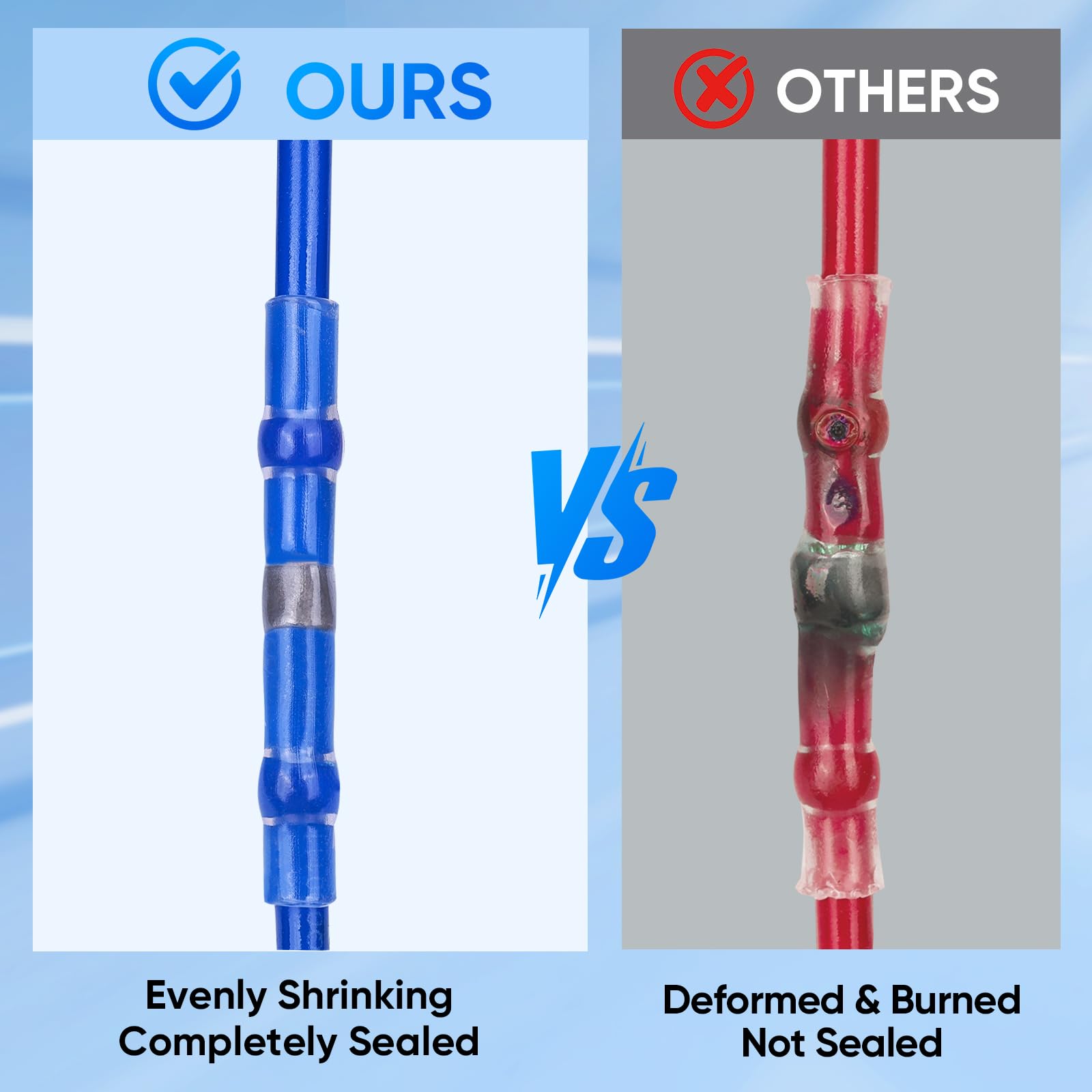 TICONN 150 PCS Solder Seal Wire Connectors, Heat Shrink Butt Connectors, Waterproof and Insulated Electrical Wire Terminals, Butt Splice (150PCS)