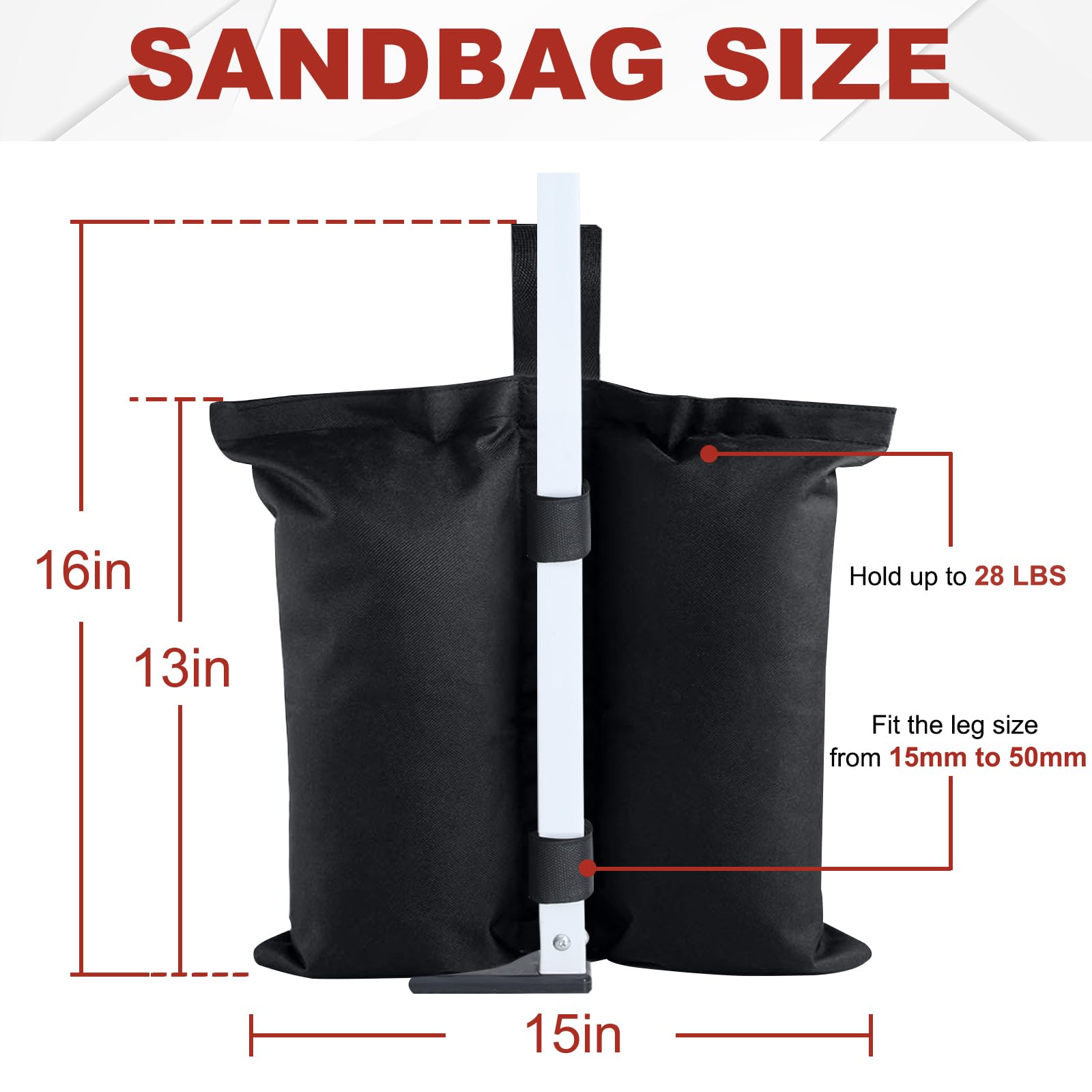 ABCCANOPY Canopy Weights 120 LBS Gazebo Tent Sand Bags,4pcs-Pack (Black)