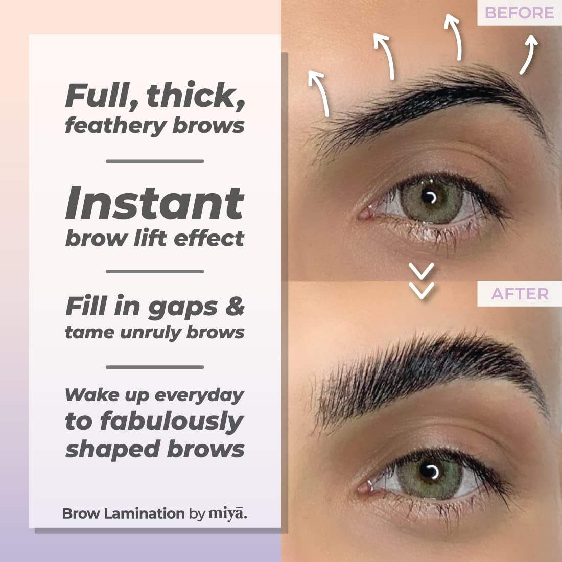 MIYA LASH Brow Lamination Kit | Professional Eyebrow Lamination with Keratin | DIY Brow Lift Kit | Fuller, Thicker Brows for 6 weeks | Includes Easy to Use Instruction, Treatment Tools & Brushes