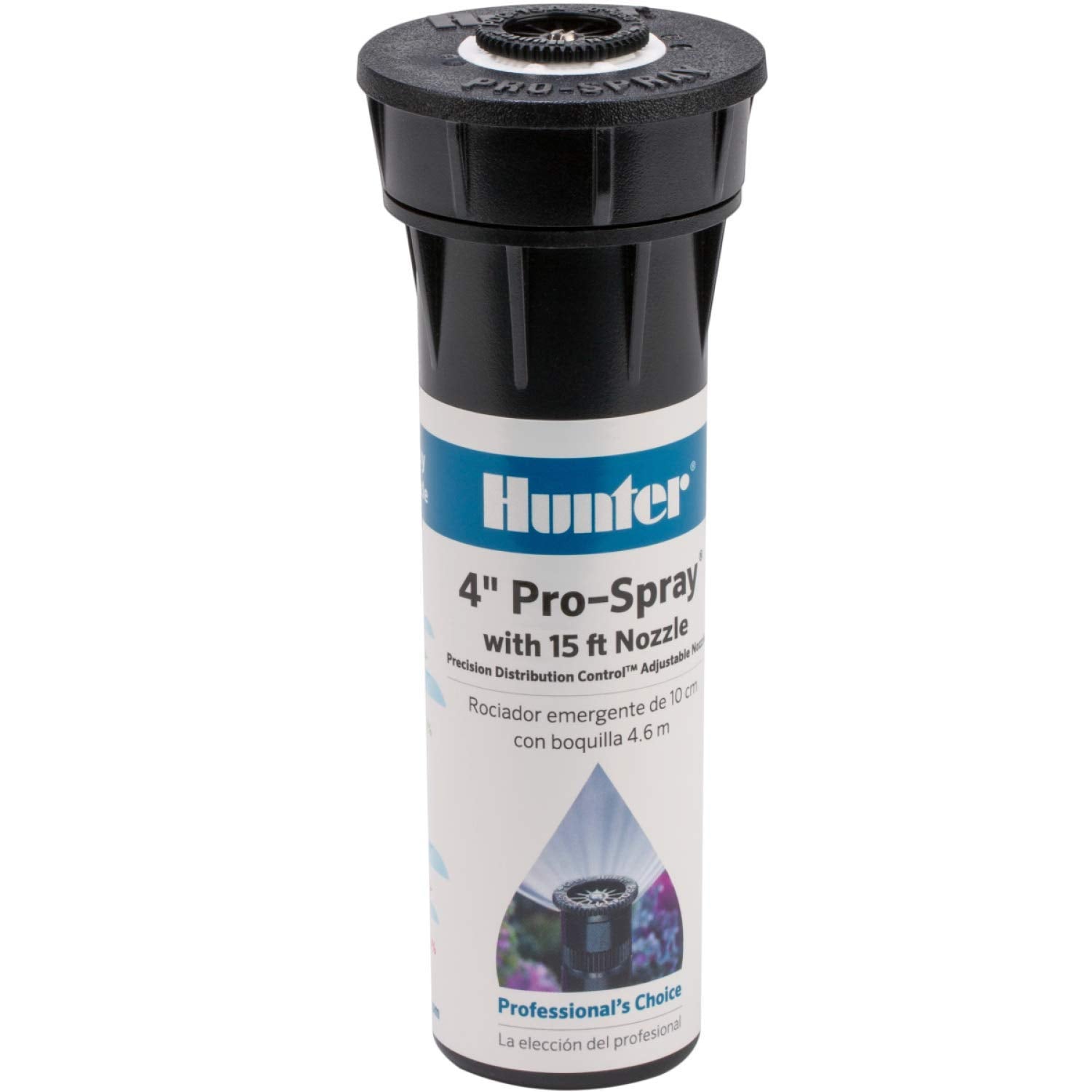 Hunter Pro 4" Pop-up Regnerkopf, 0-360 Grad einstellbares Sprühmuster, 2,4-4,6 m Reichweite, unterirdisches Rasenbewässerungssystem, Regnerkopf für Rasen und Garten