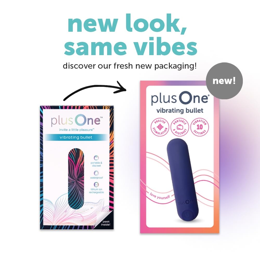 plusOne Bullet Vibrator for Women, Mini Vibrator Made of Body-Safe Silicone, Fully Waterproof, USB Rechargeable, Sex Toy Personal Massager with 10 Vibration Settings, Purple
