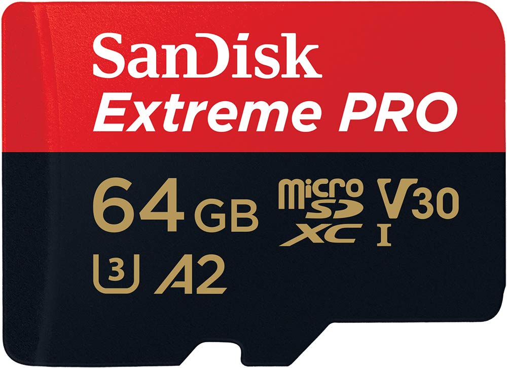 SanDisk 64GB Extreme PROÃÂ® microSDÃ¢ÂÂ¢ UHS-I Card with Adapter C10, U3, V30, A2, 200MB/s Read 90MB/s Write SDSQXCU-064G-GN6MA