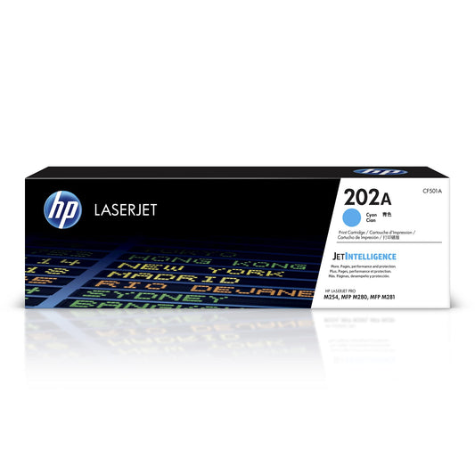 HP 202A Cyan Toner Cartridge | Works with HP Color LaserJet Pro M254, HP Color LaserJet Pro MFP M281 Series | CF501A