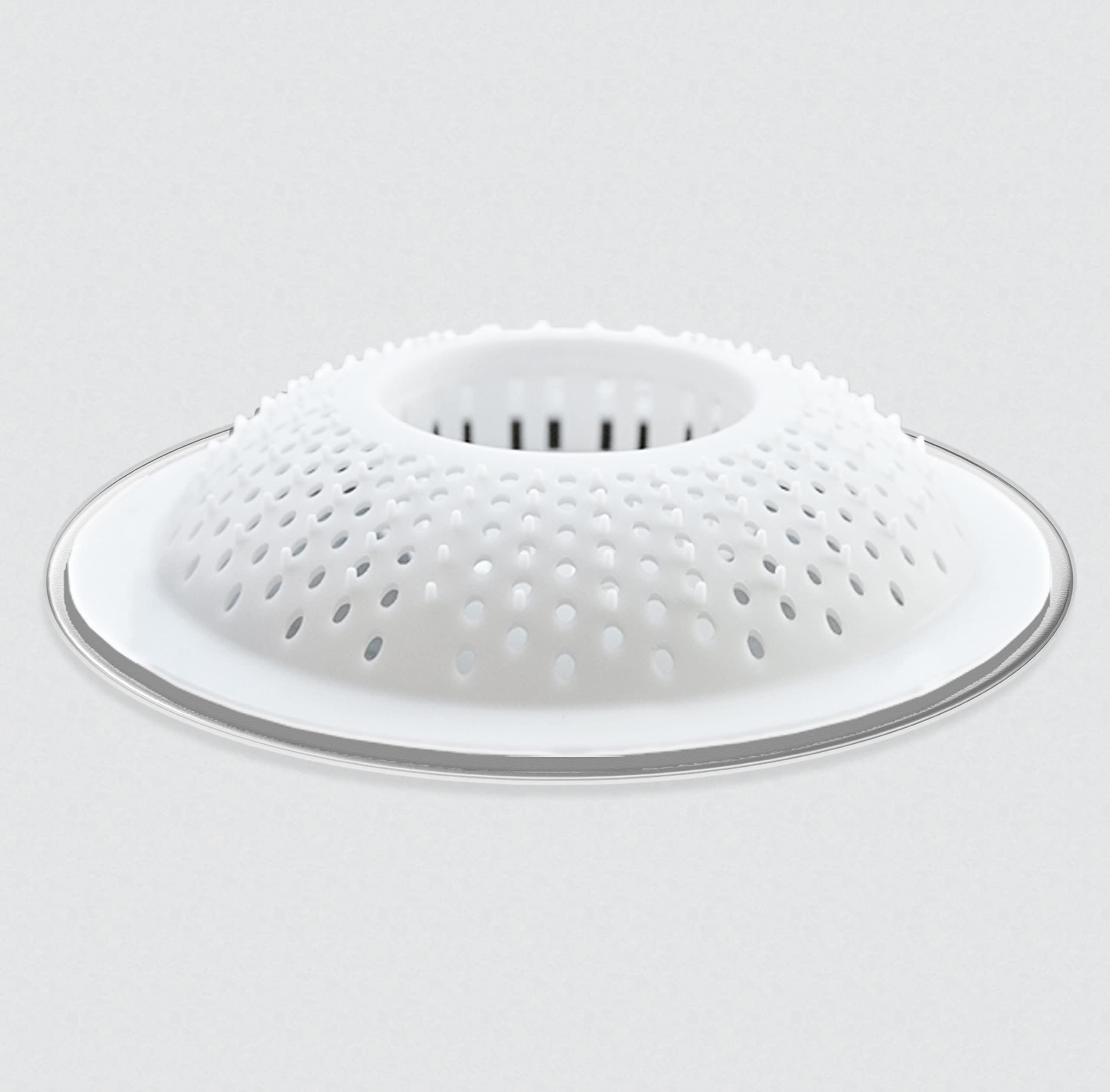 Hairstopper Drain Cover Hair Catcher for Shower and Bathtub, Protects Against Clogs Without Blocking Water Flow, White, 3 Pack