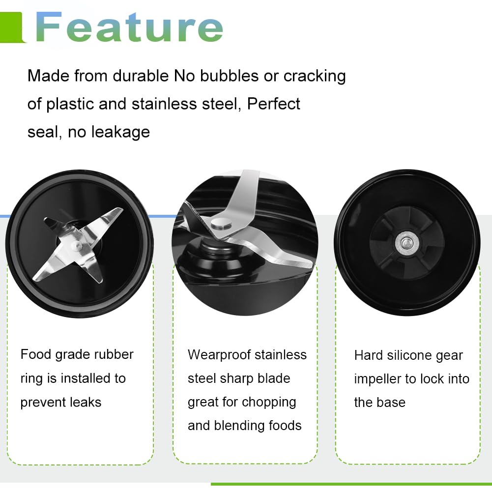 QT 2X Cross Blades compatible with Magic Bullet 250W MB1001 Series With Gaskets Replacement Blender Part